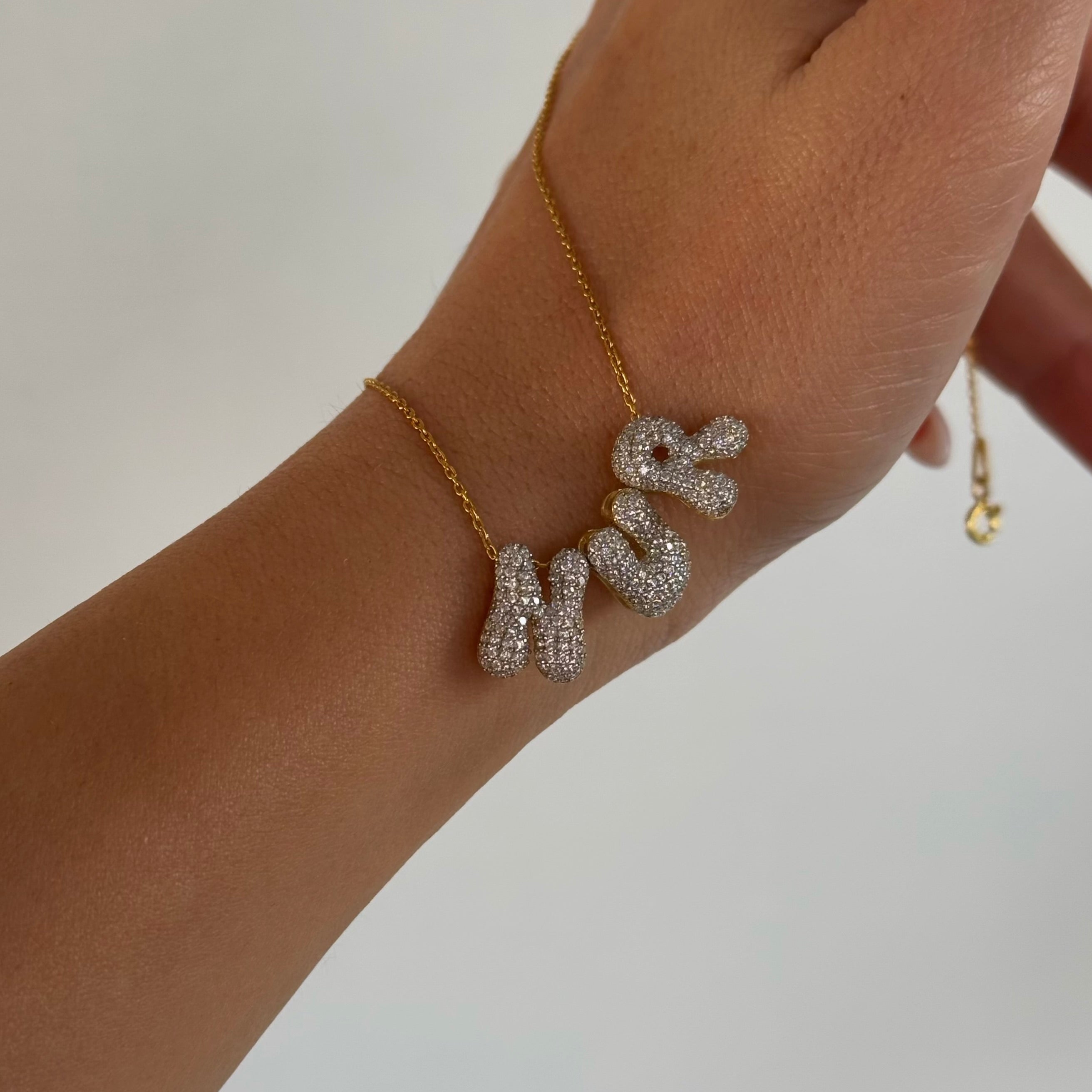 TAŞLI MİNİ BUBBLE İSİM KOLYE | 925 GÜMÜŞ