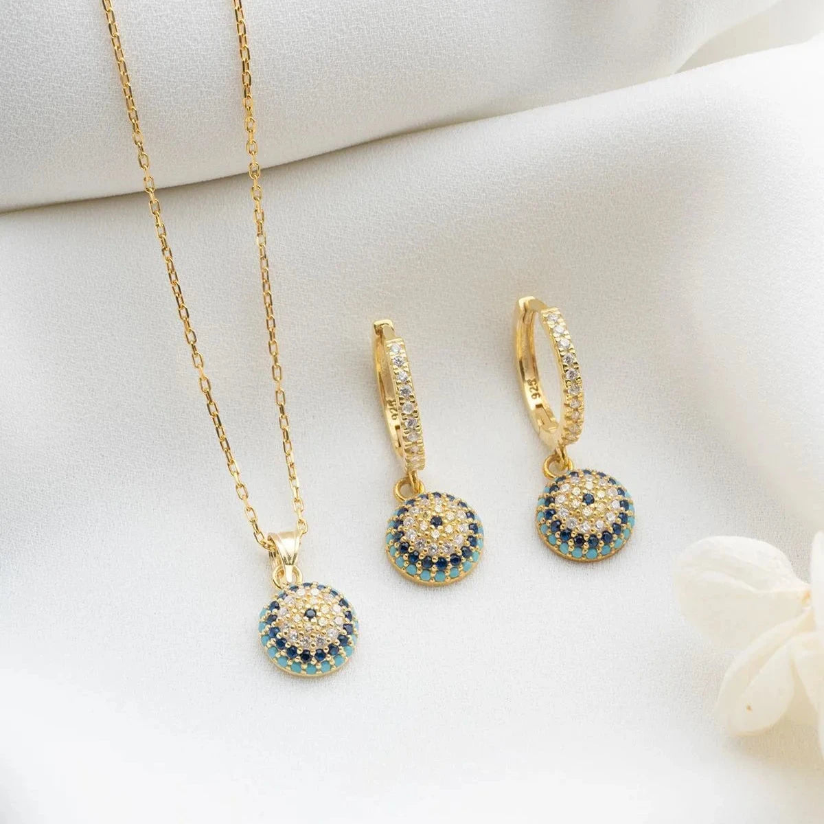 NAZARLI GÖZ KOLYE KÜPE SET | 925 GÜMÜŞ