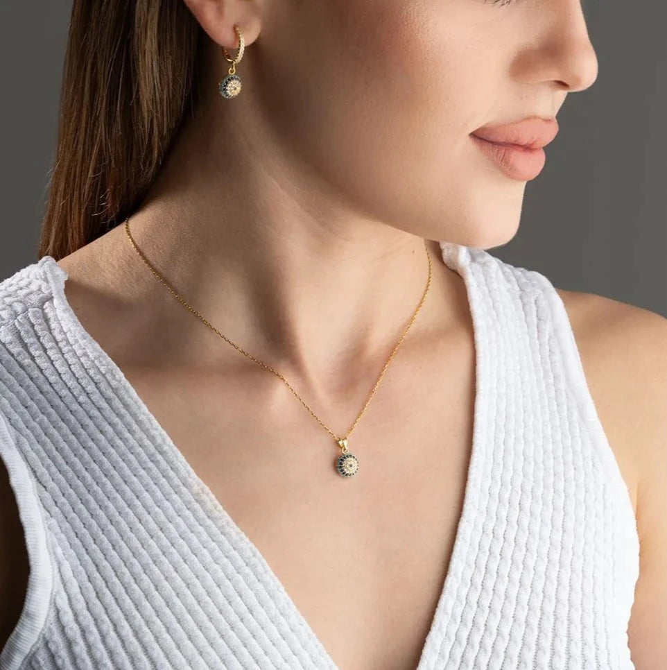 NAZARLI GÖZ KOLYE KÜPE SET | 925 GÜMÜŞ