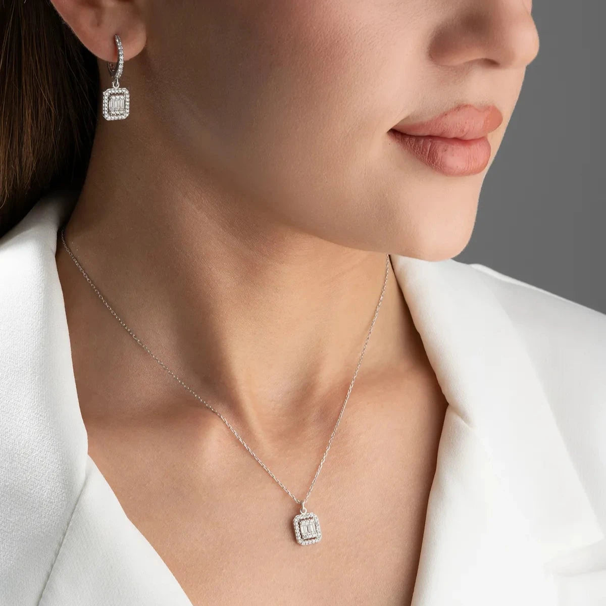 BAGET KOLYE KÜPE SET | 925 GÜMÜŞ