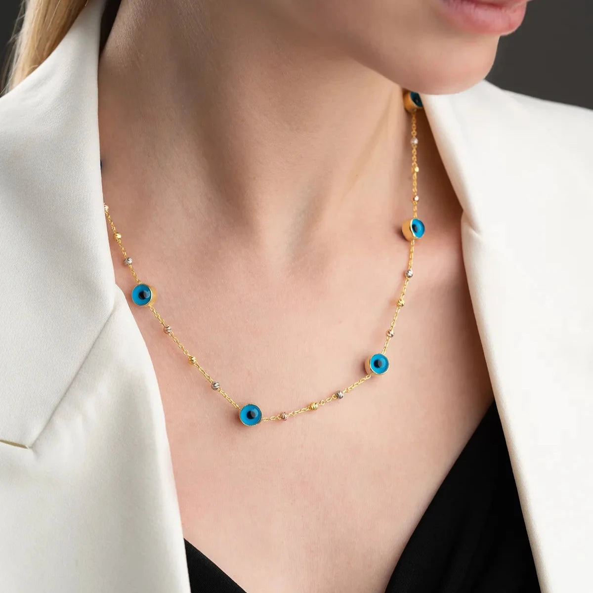 BULLET DORİKA NAZAR KOLYE | 925 GÜMÜŞ