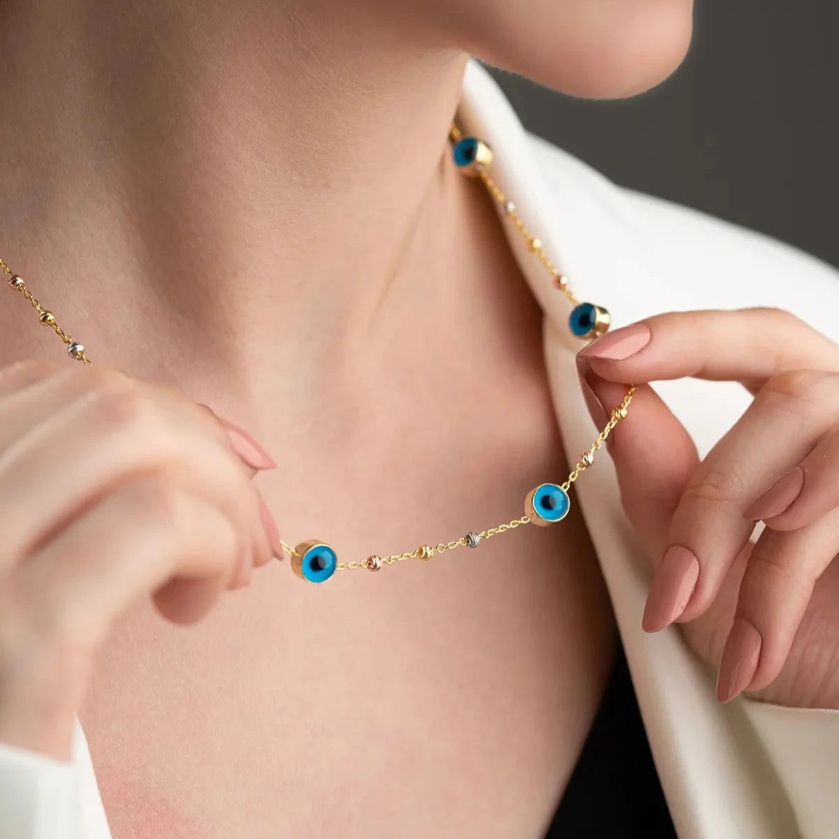 BULLET DORİKA NAZAR KOLYE | 925 GÜMÜŞ