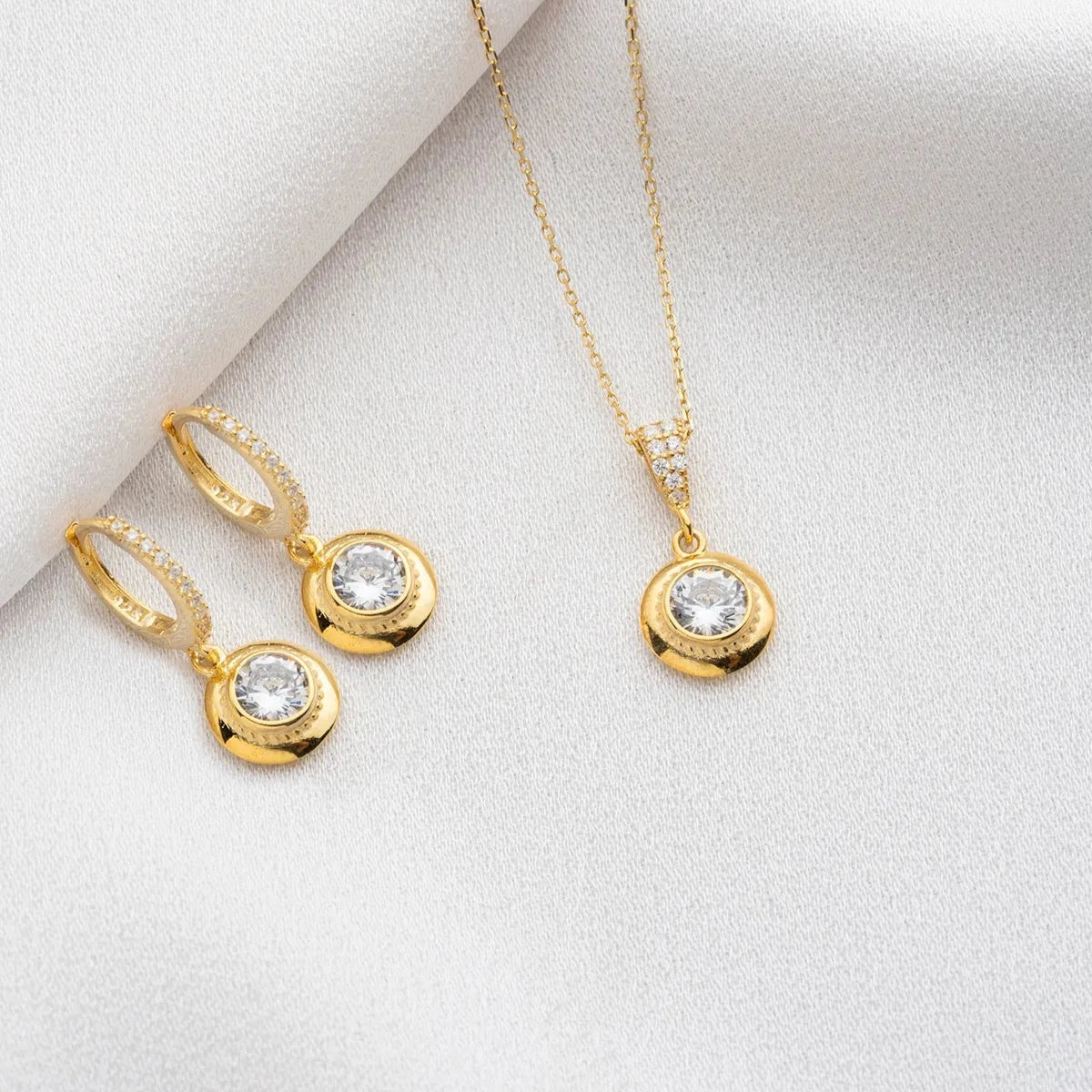 TEK TAŞ KOLYE KÜPE SET | 925 GÜMÜŞ