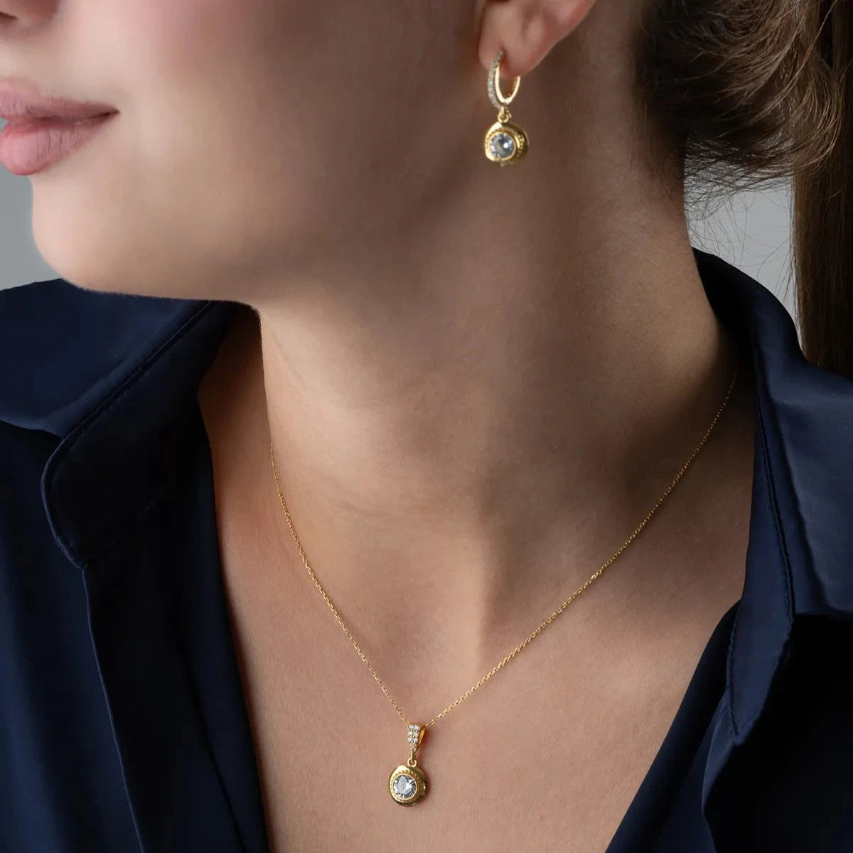 TEK TAŞ KOLYE KÜPE SET | 925 GÜMÜŞ