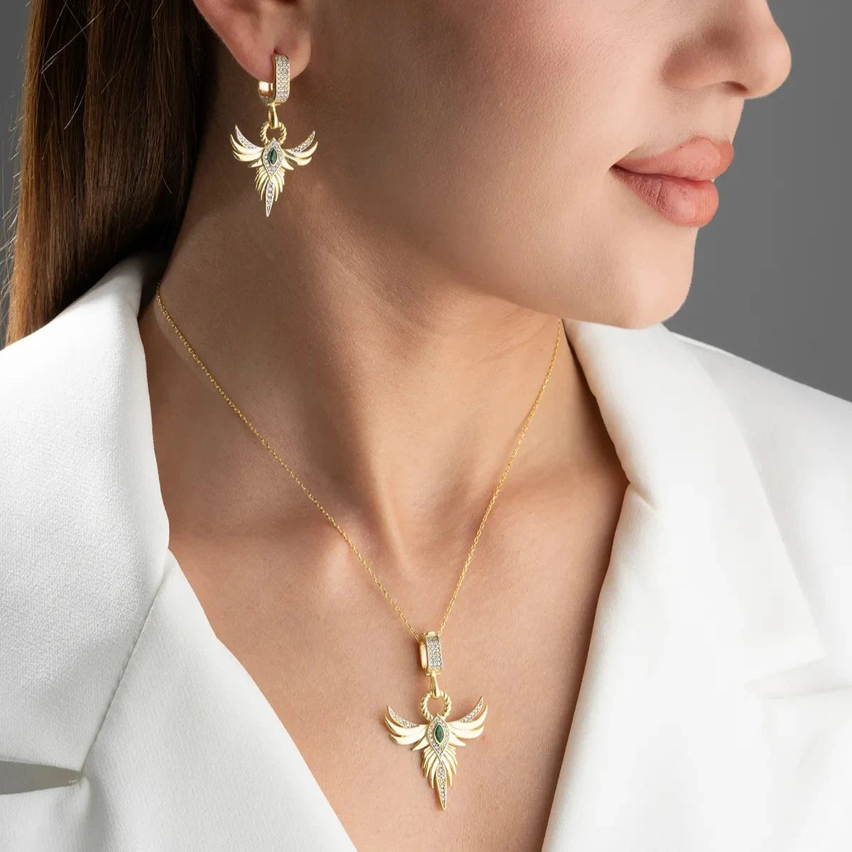 ZÜMRÜDÜANKA KOLYE KÜPE SET | 925 GÜMÜŞ