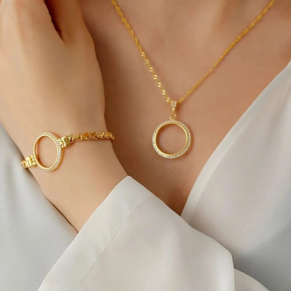 ALTIN İÇİN PULLU ZİNCİR KOLYE BİLEKLİK SET | 925 GÜMÜŞ