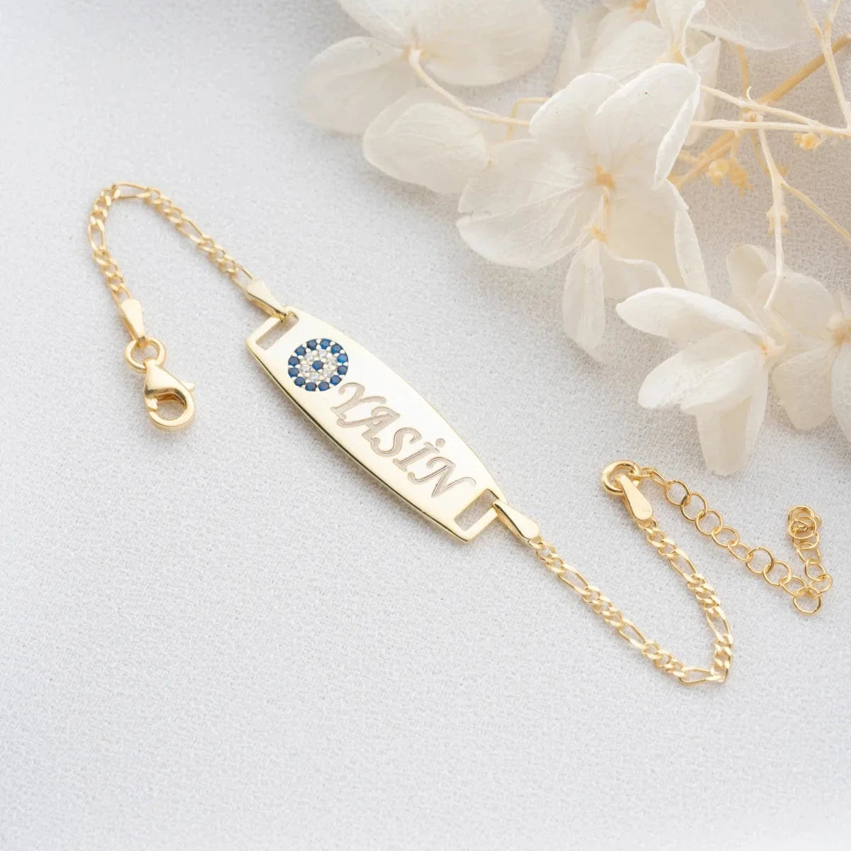 NAZARLI PLAKA BEBEK BİLEKLİK | 925 GÜMÜŞ