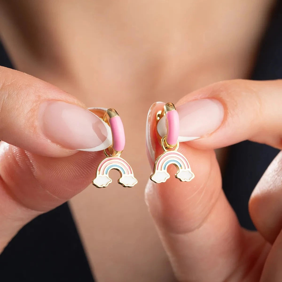 MİNELİ GÖKKUŞAĞI ÇOCUK KÜPE | 925 GÜMÜŞ