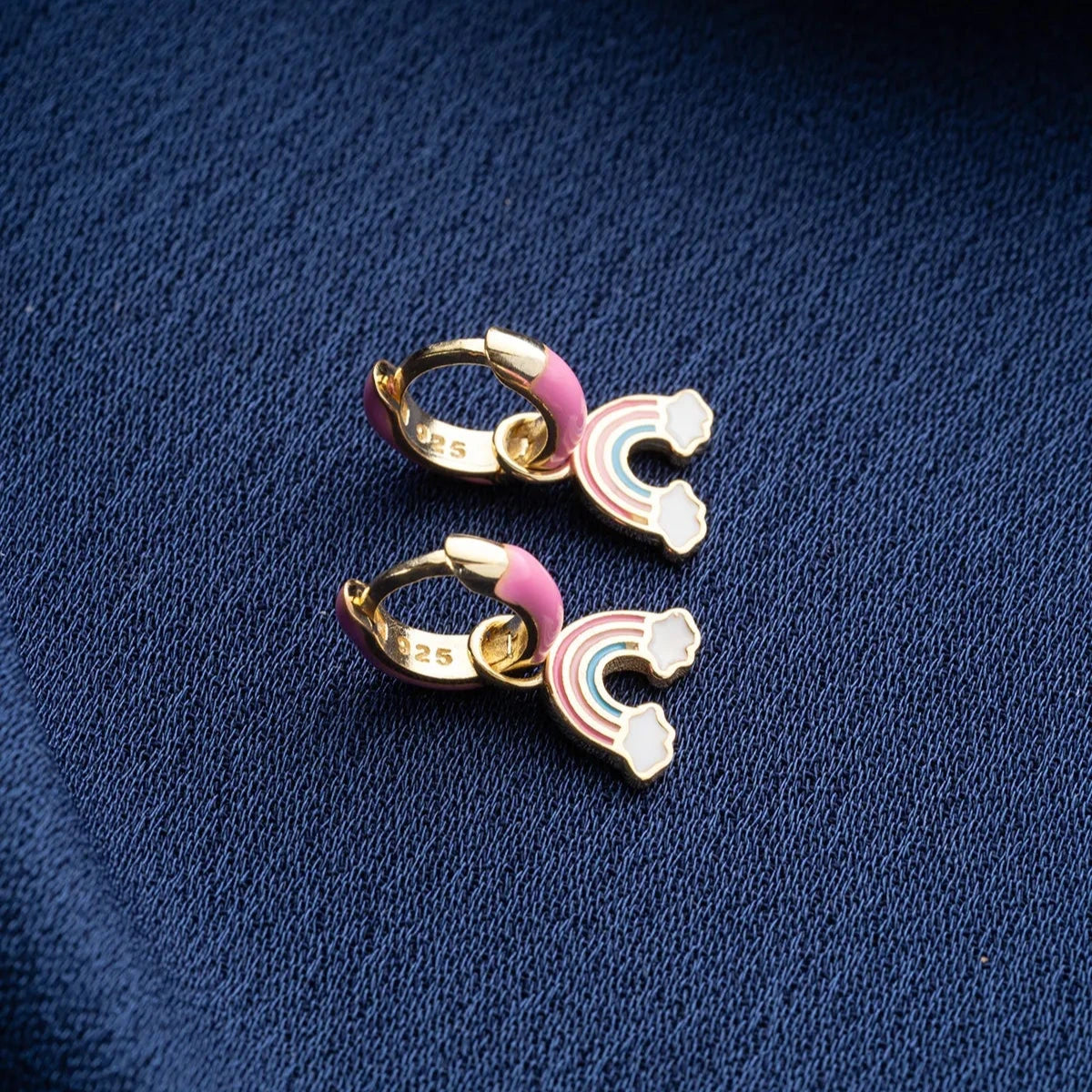 MİNELİ GÖKKUŞAĞI ÇOCUK KÜPE | 925 GÜMÜŞ