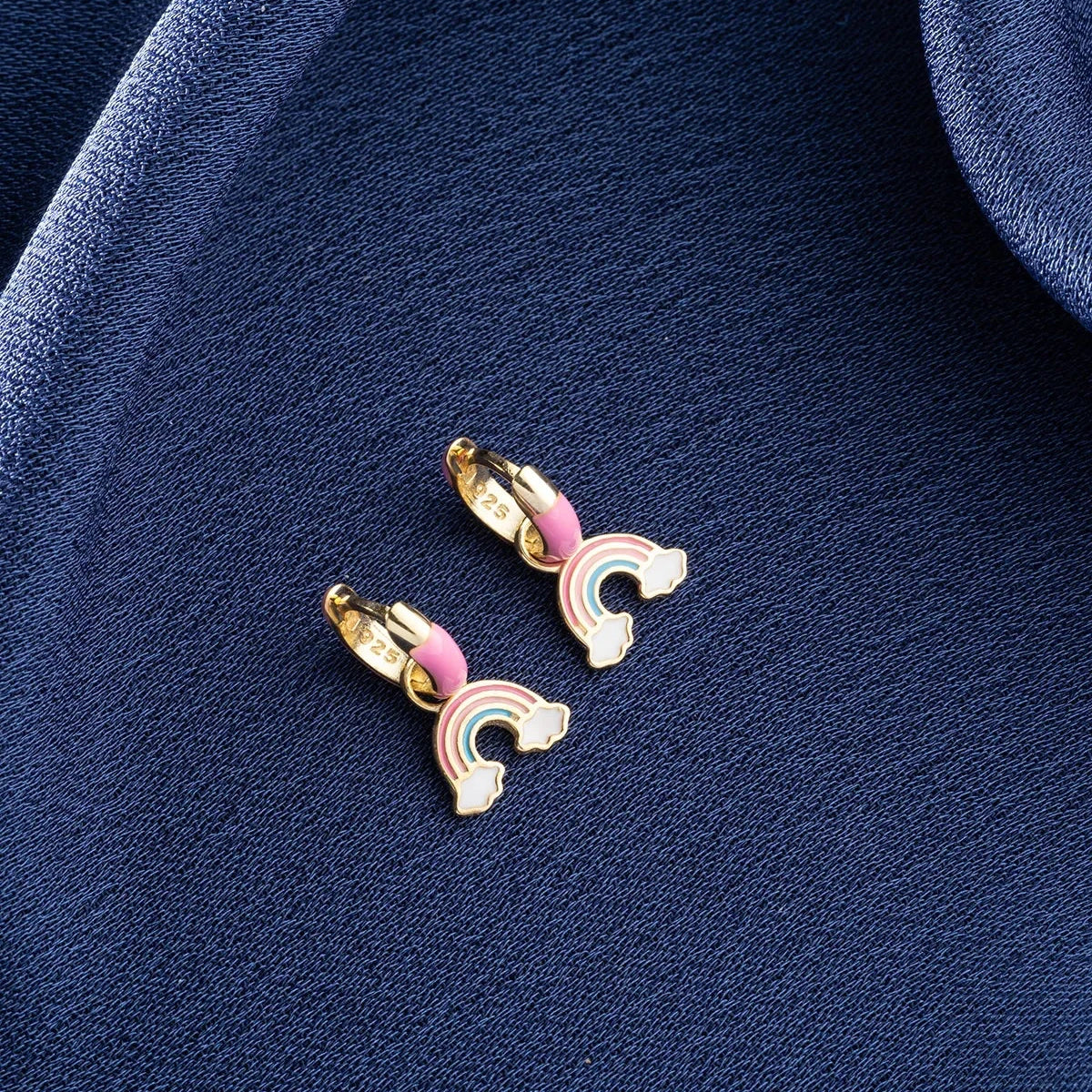 MİNELİ GÖKKUŞAĞI ÇOCUK KÜPE | 925 GÜMÜŞ