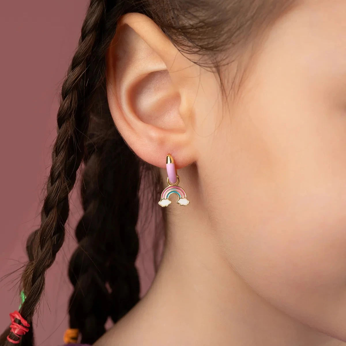 MİNELİ GÖKKUŞAĞI ÇOCUK KÜPE | 925 GÜMÜŞ