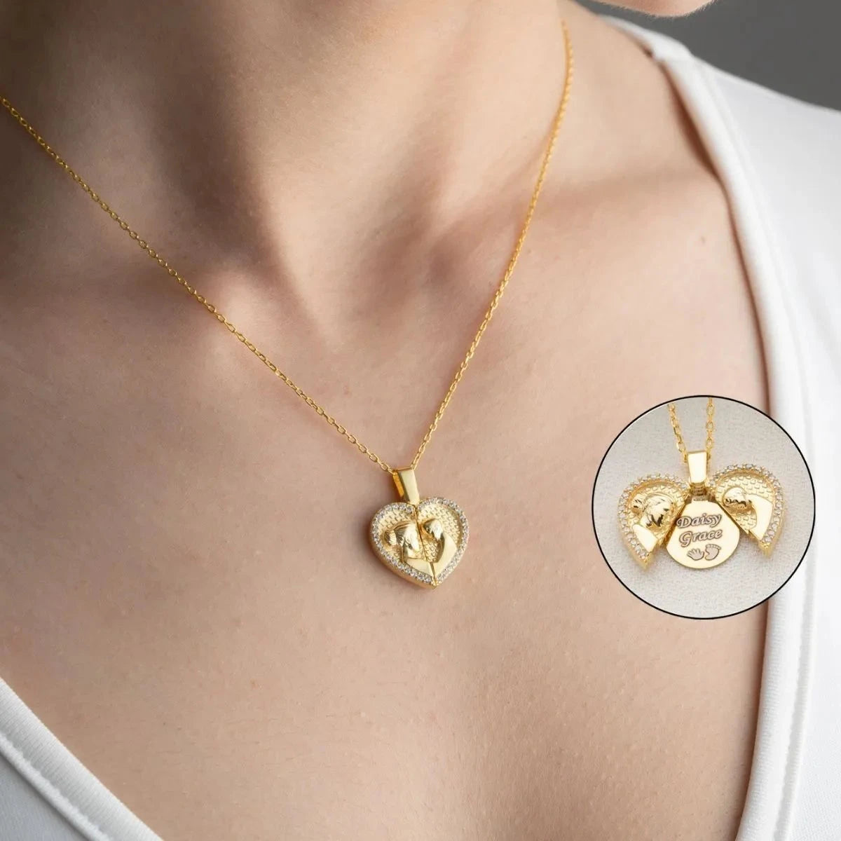 ANNE BEBEK GRAVÜRLÜ KOLYE | 925 GÜMÜŞ