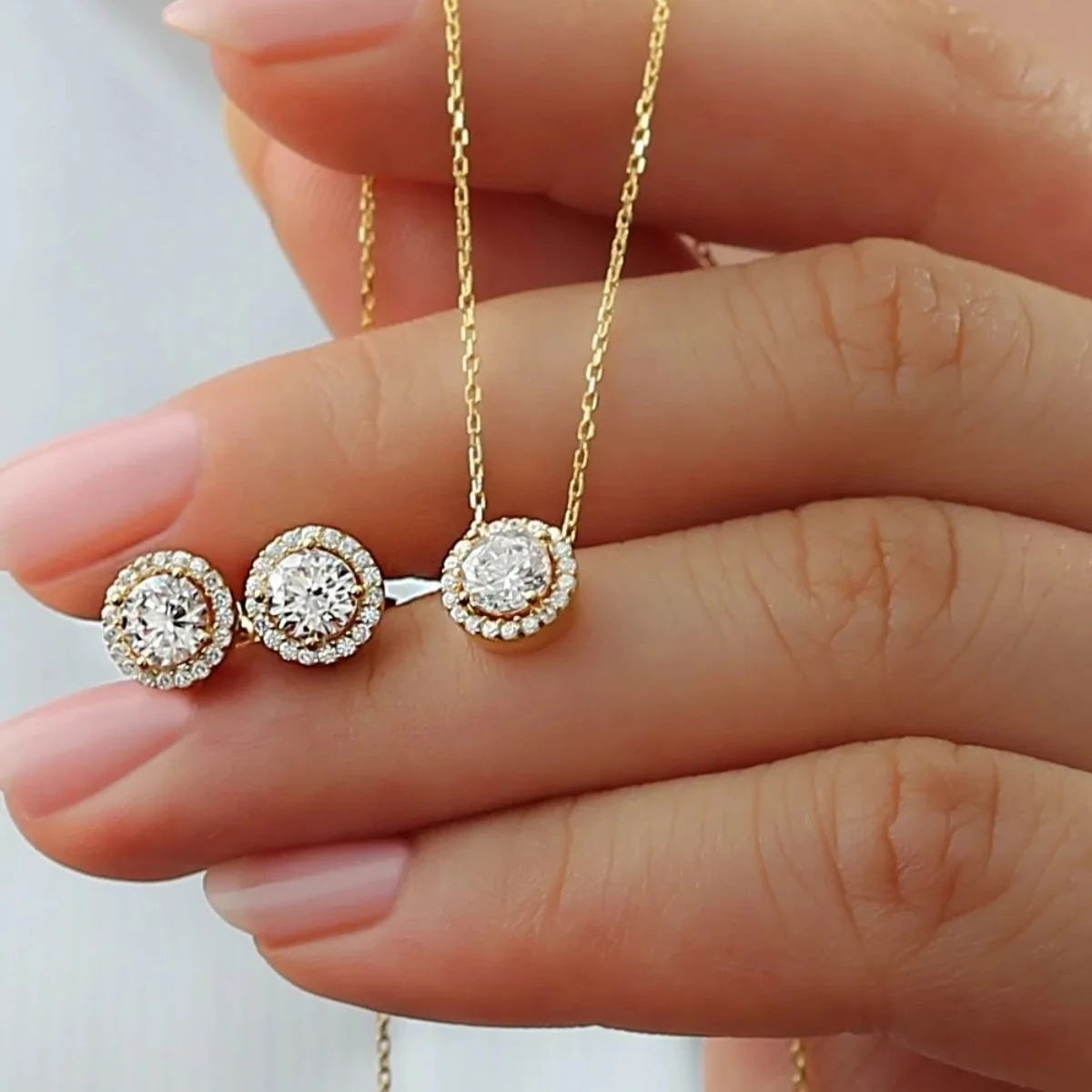 PIRLANTA MODEL KOLYE KÜPE SET | 925 GÜMÜŞ