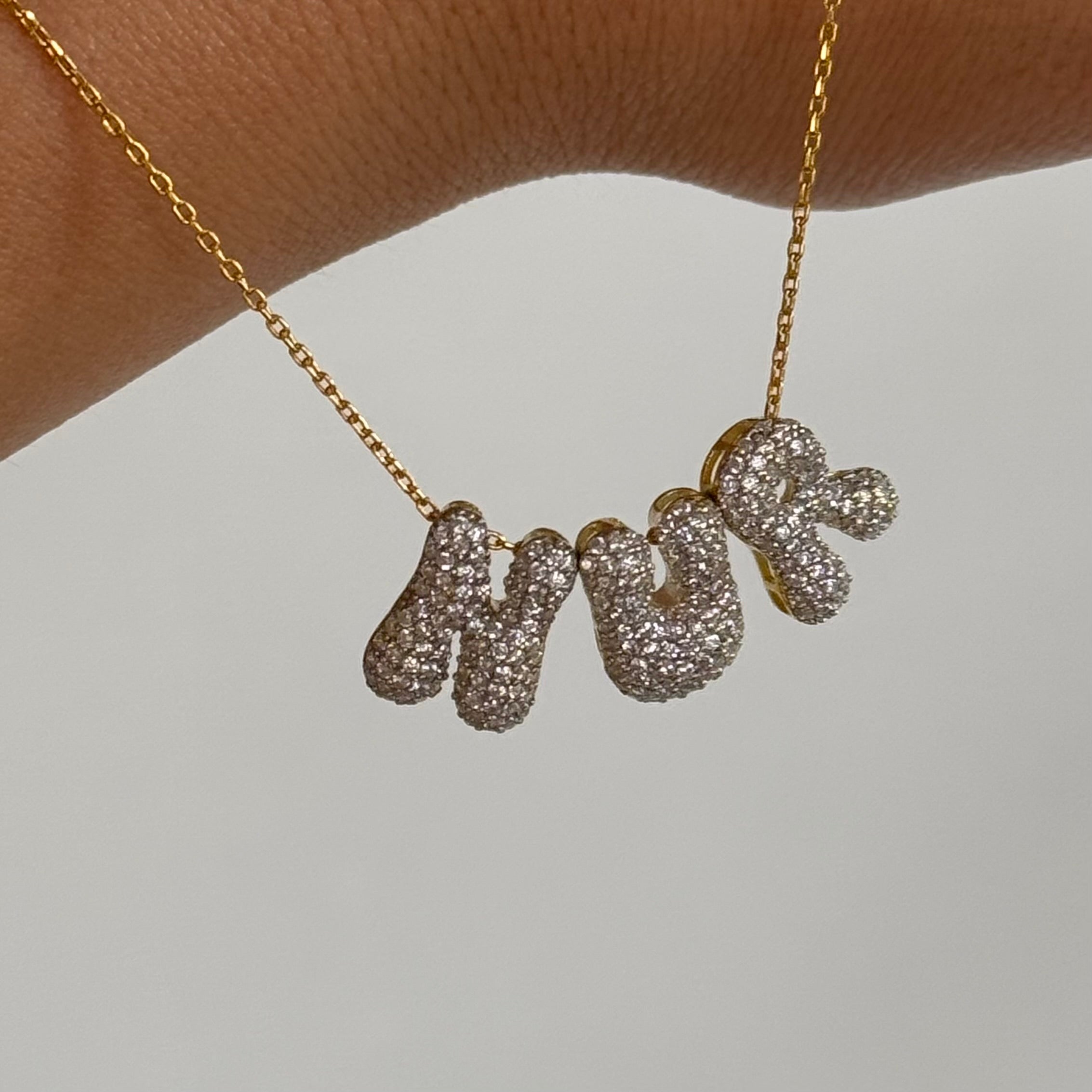 TAŞLI MİNİ BUBBLE İSİM KOLYE | 925 GÜMÜŞ