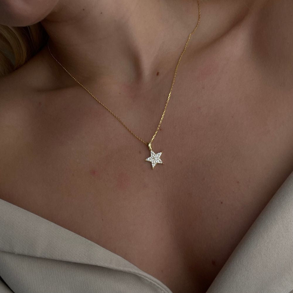TAŞLI YILDIZ KOLYE | 925 GÜMÜŞ