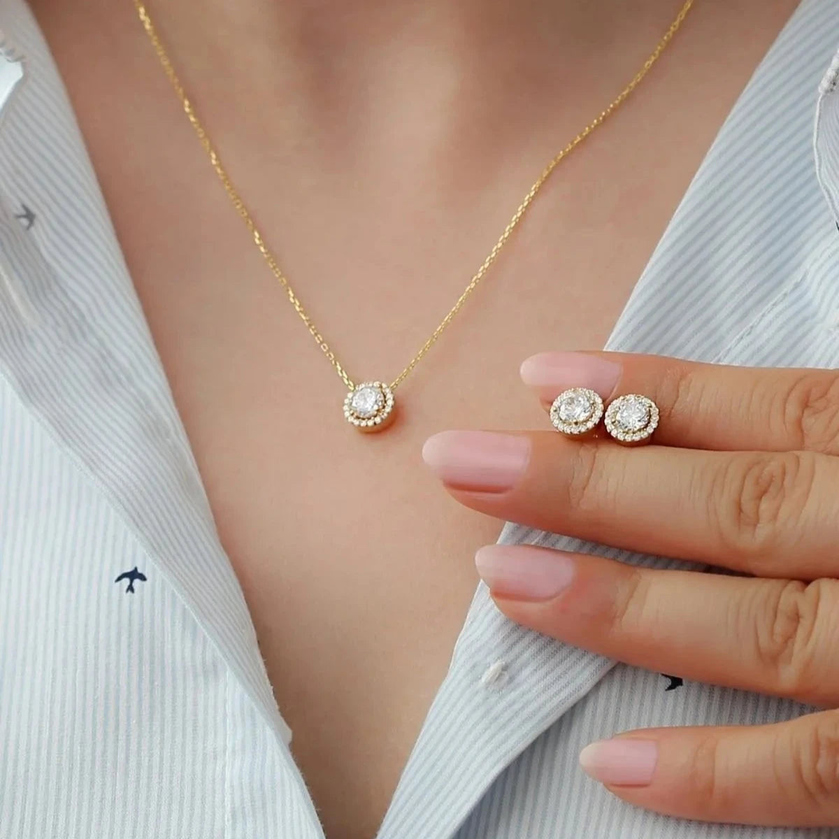 PIRLANTA MODEL KOLYE KÜPE SET | 925 GÜMÜŞ