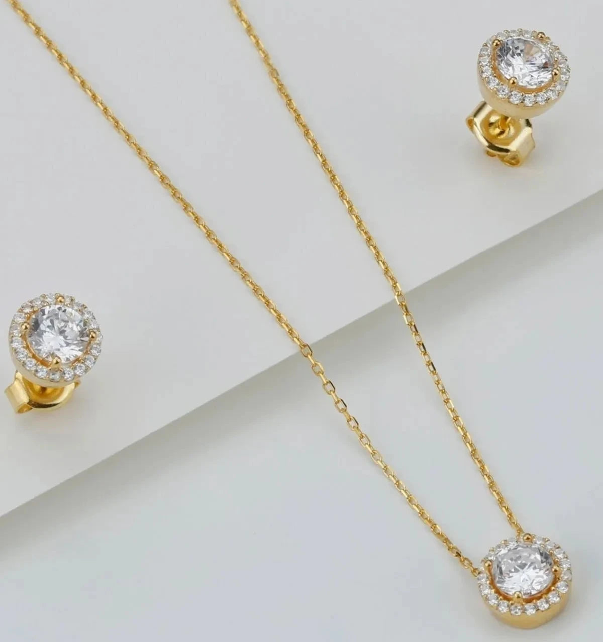 PIRLANTA MODEL KOLYE KÜPE SET | 925 GÜMÜŞ