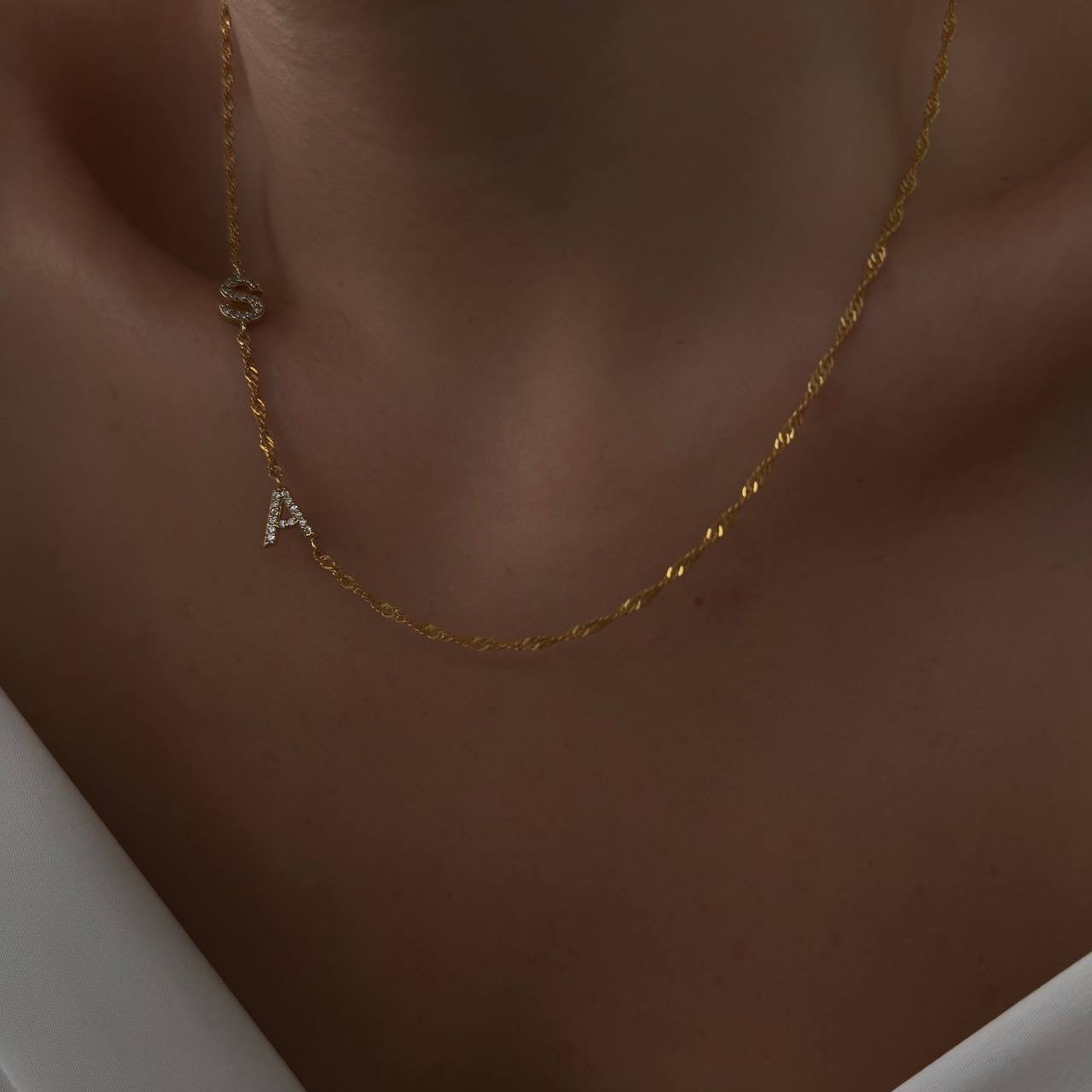 SİNGAPUR ZİNCİRLİ KÖPRÜCÜK 2 Lİ HARF KOLYE | 925 GÜMÜŞ