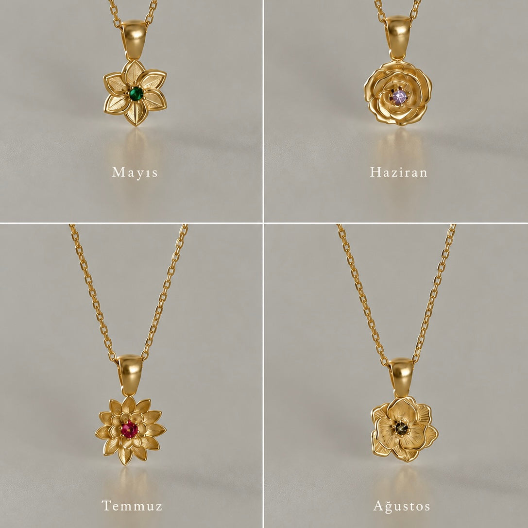 DOĞUM ÇİÇEĞİ KOLYE | 925 GÜMÜŞ