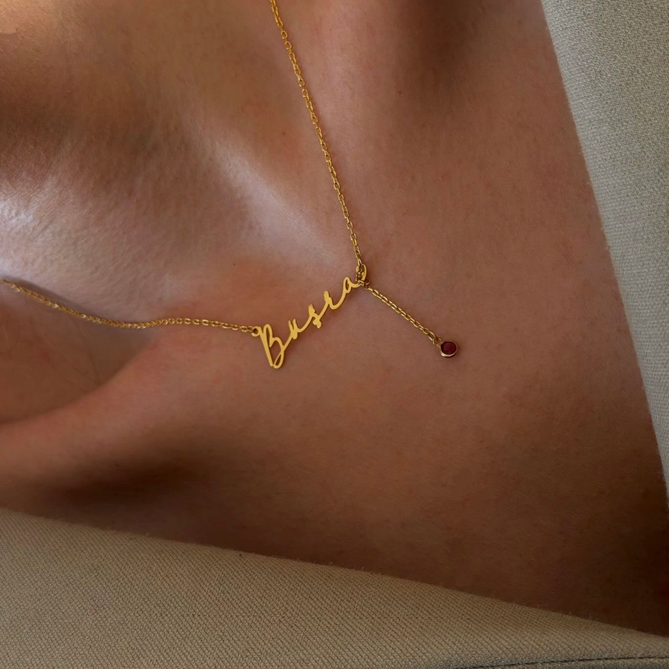 DOĞUMTAŞI SALLANTILI İSİM KOLYE | 925 GÜMÜŞ