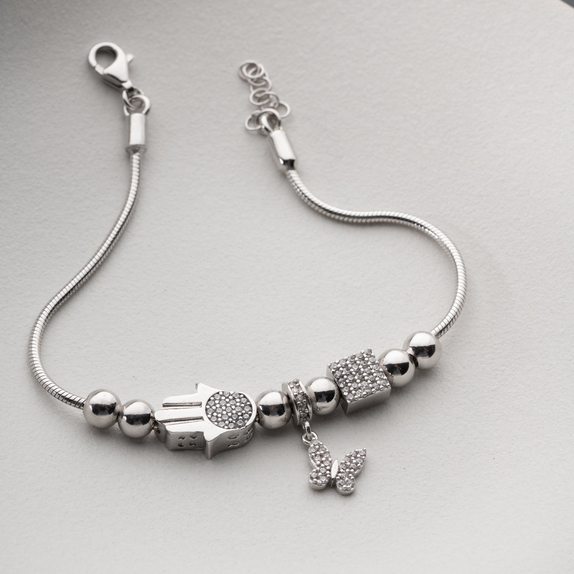 HAMSA KELEBEK CHARM DORİKA BİLEKLİK | 925 GÜMÜŞ