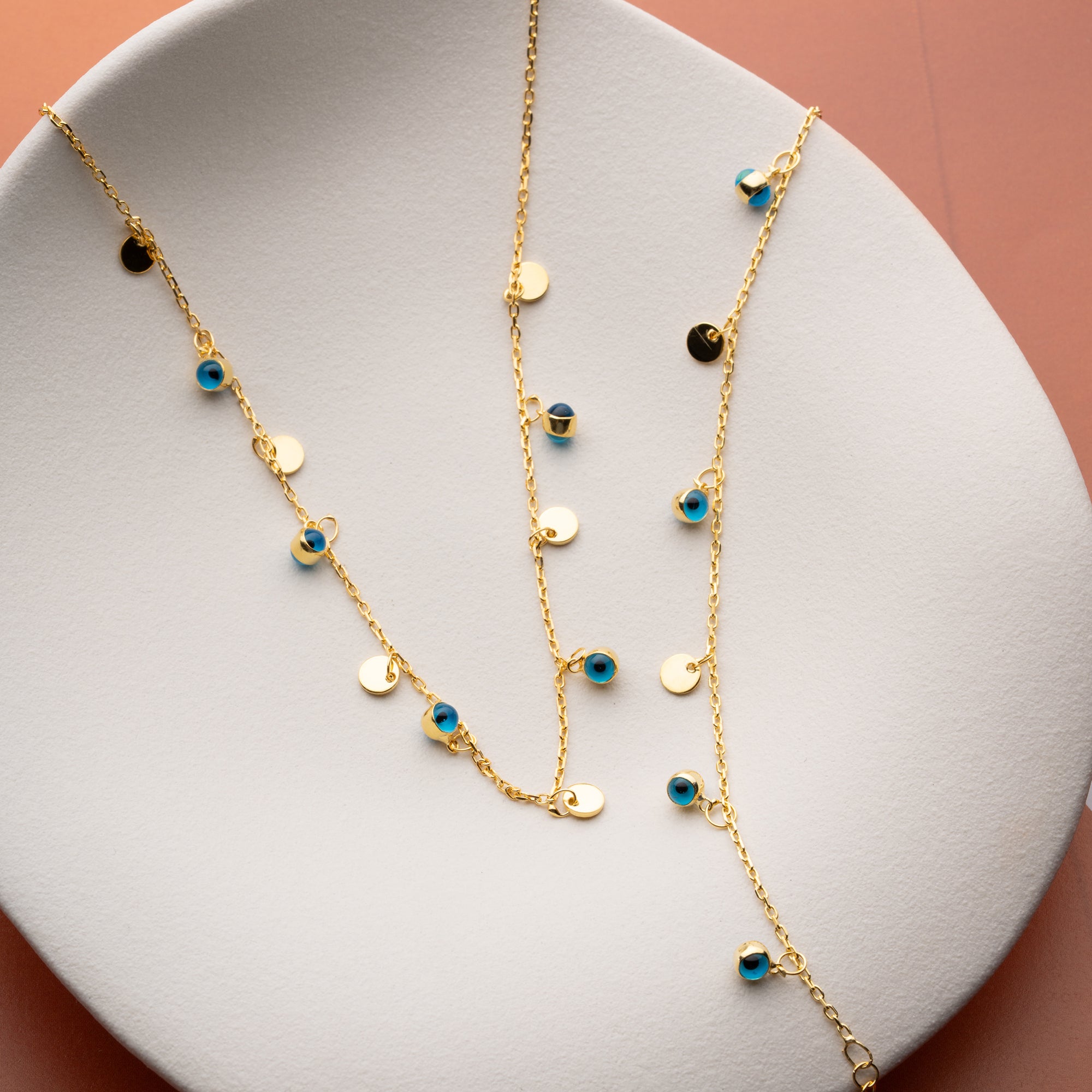 PULLU NAZAR KOLYE BİLEKLİK SET | 925 GÜMÜŞ