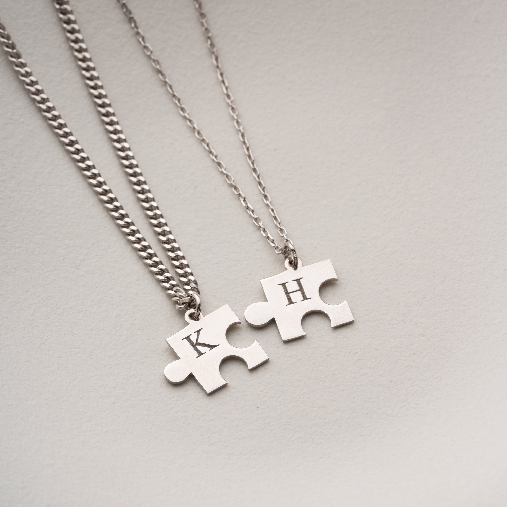 PUZZLE HARFLİ ÇİFT KOLYE | 925 GÜMÜŞ