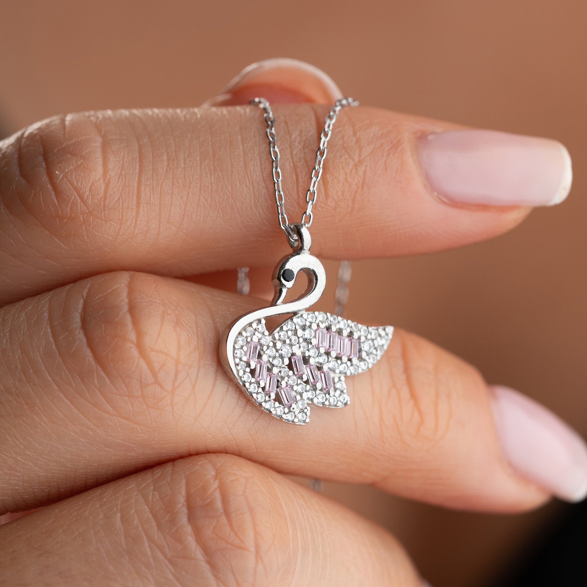 SWAN SHİNE PİNK KOLYE | 925 GÜMÜŞ