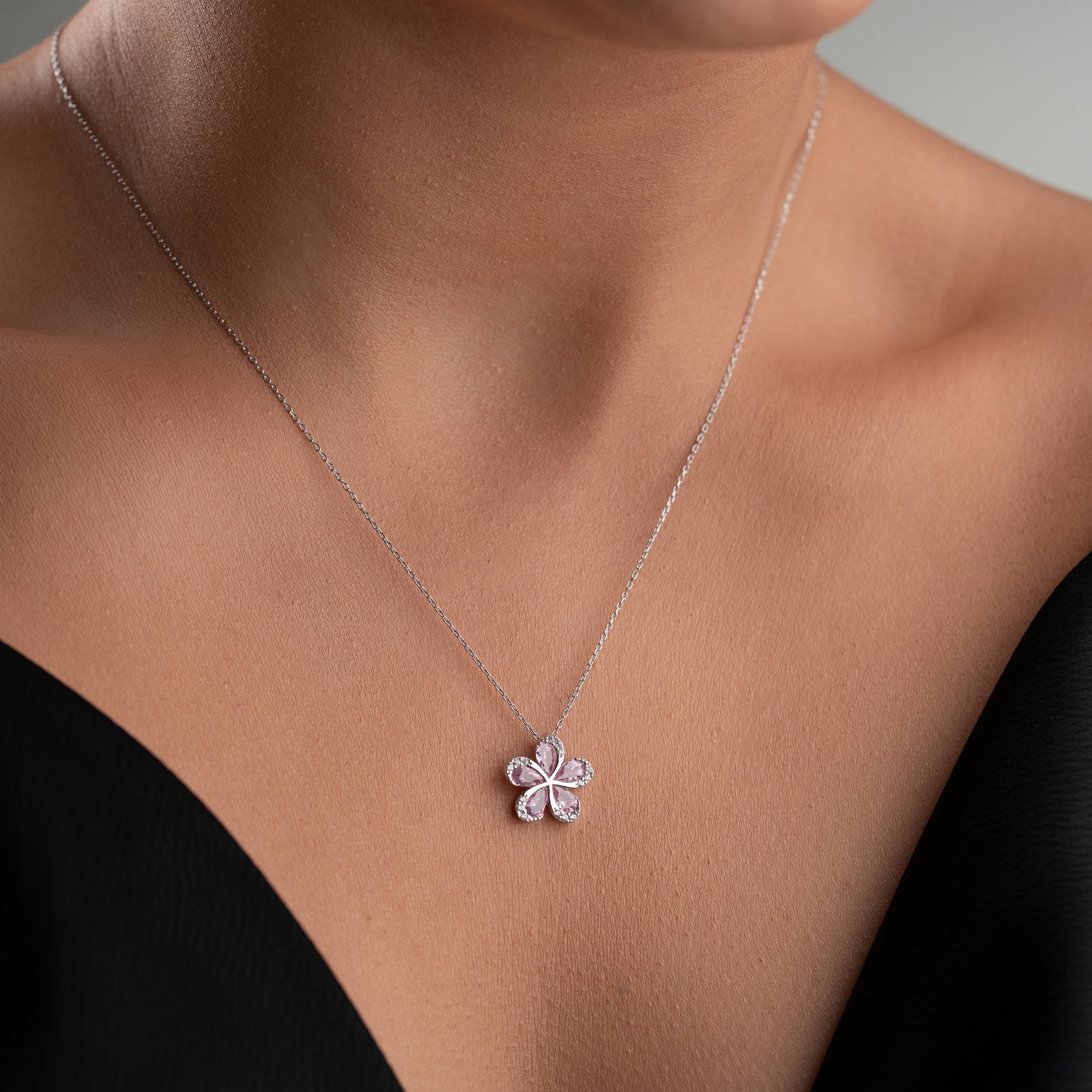 PİNK FLORA KOLYE | 925 GÜMÜŞ