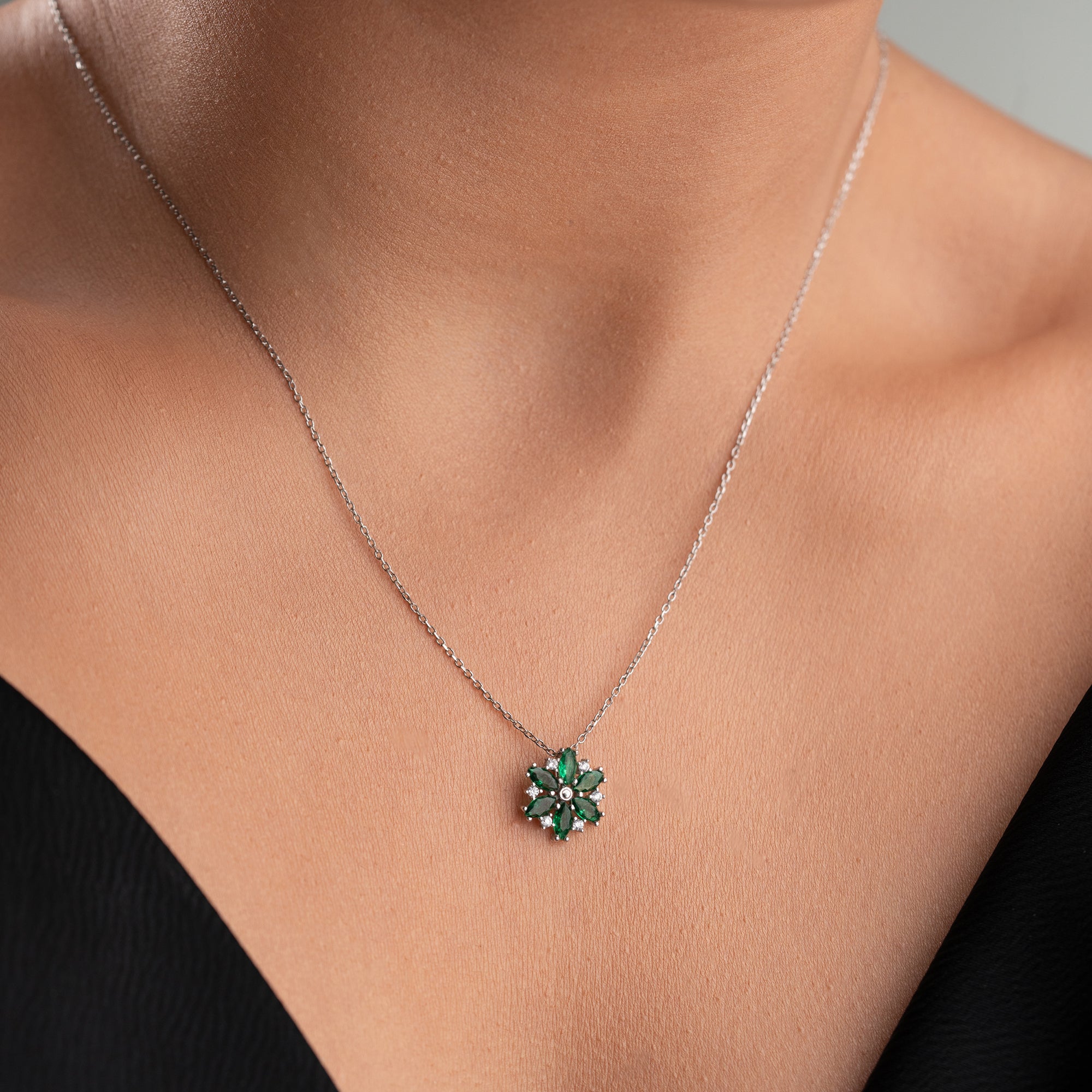 EMERALD FLORA KOLYE | 925 GÜMÜŞ