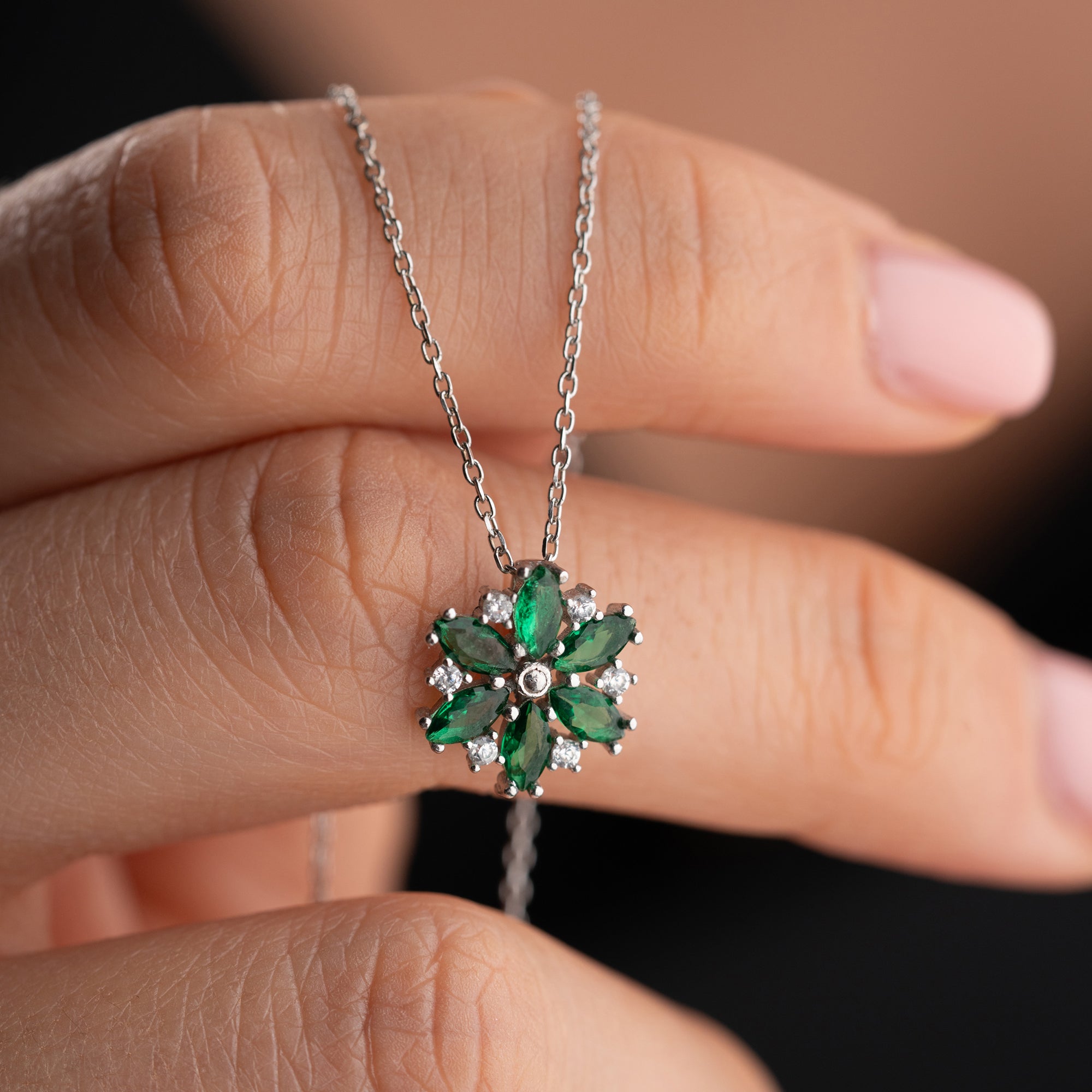 EMERALD FLORA KOLYE | 925 GÜMÜŞ