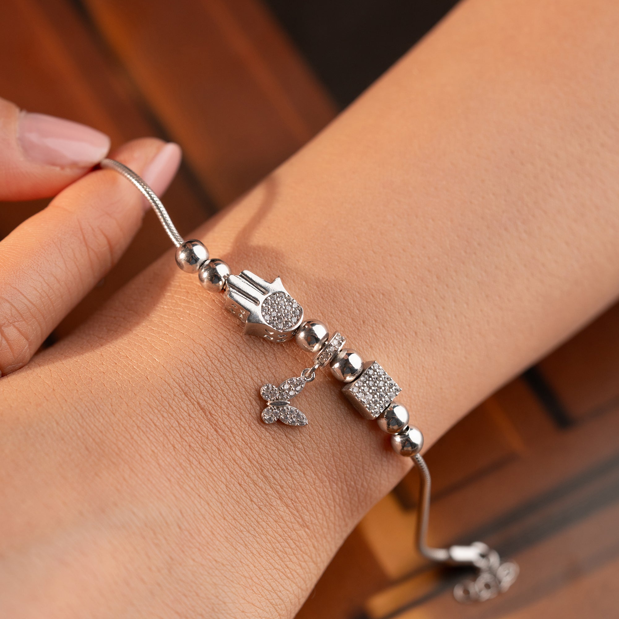 HAMSA KELEBEK CHARM DORİKA BİLEKLİK | 925 GÜMÜŞ