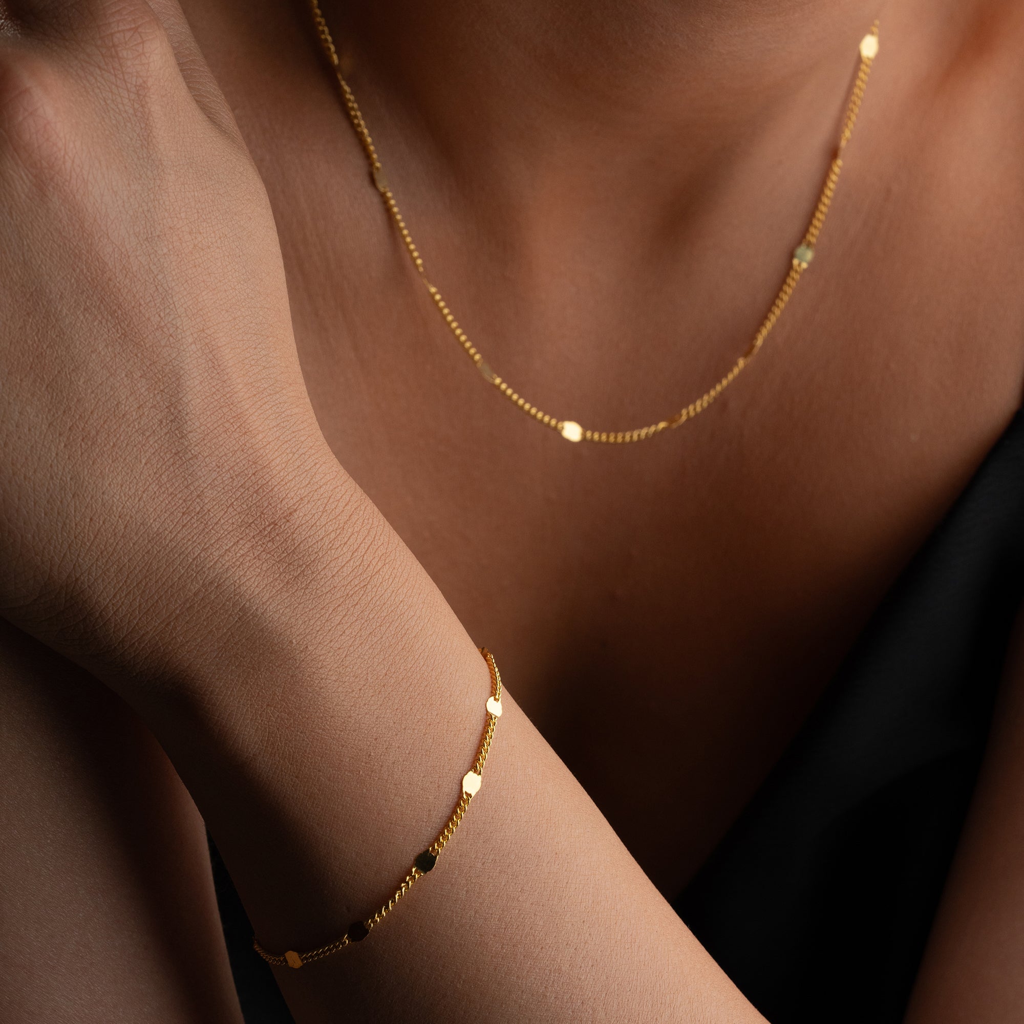 MİA PULLU ZİNCİR KOLYE BİLEKLİK SET | 925 GÜMÜŞ
