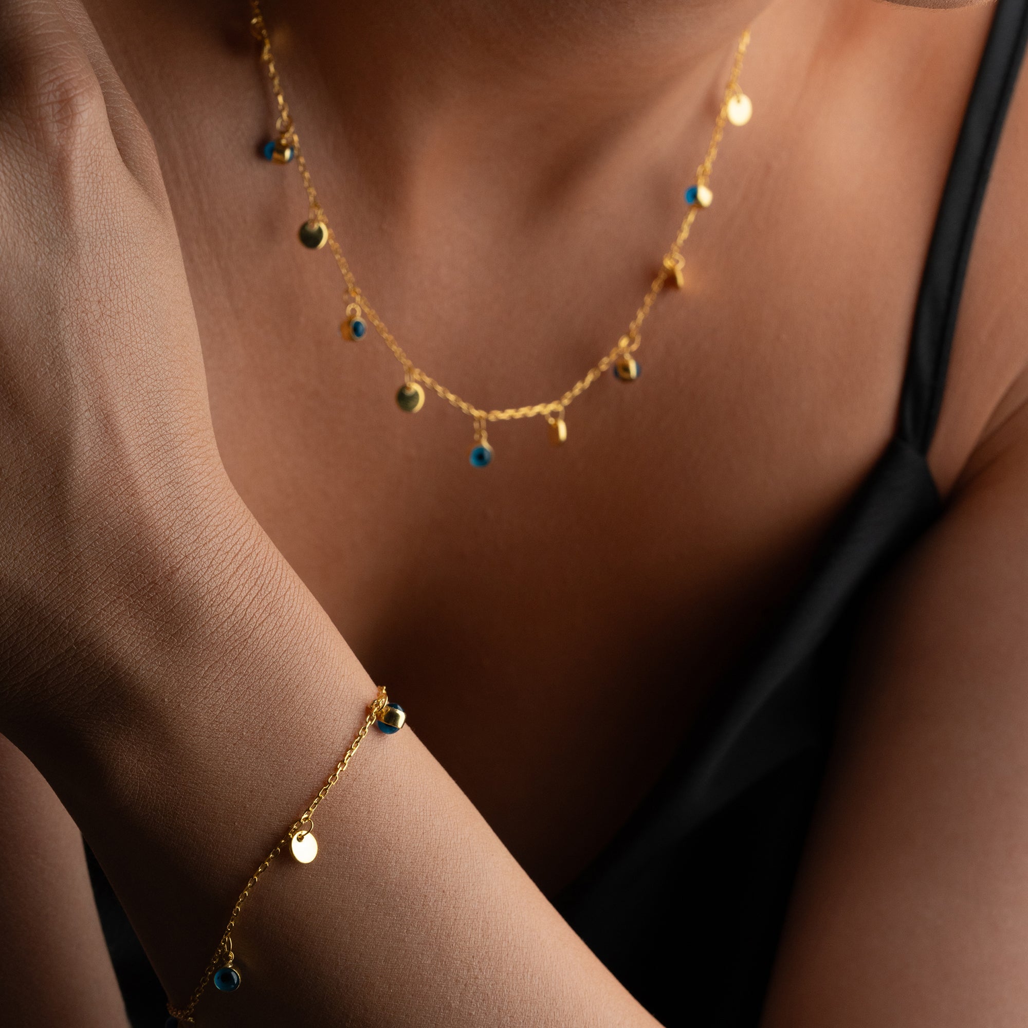 PULLU NAZAR KOLYE BİLEKLİK SET | 925 GÜMÜŞ