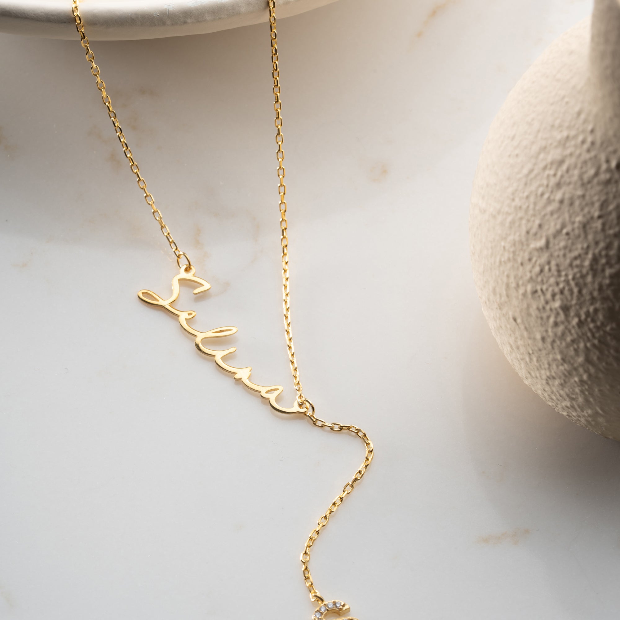 TAŞLI HARFLİ İMZA KOLYE | 925 GÜMÜŞ