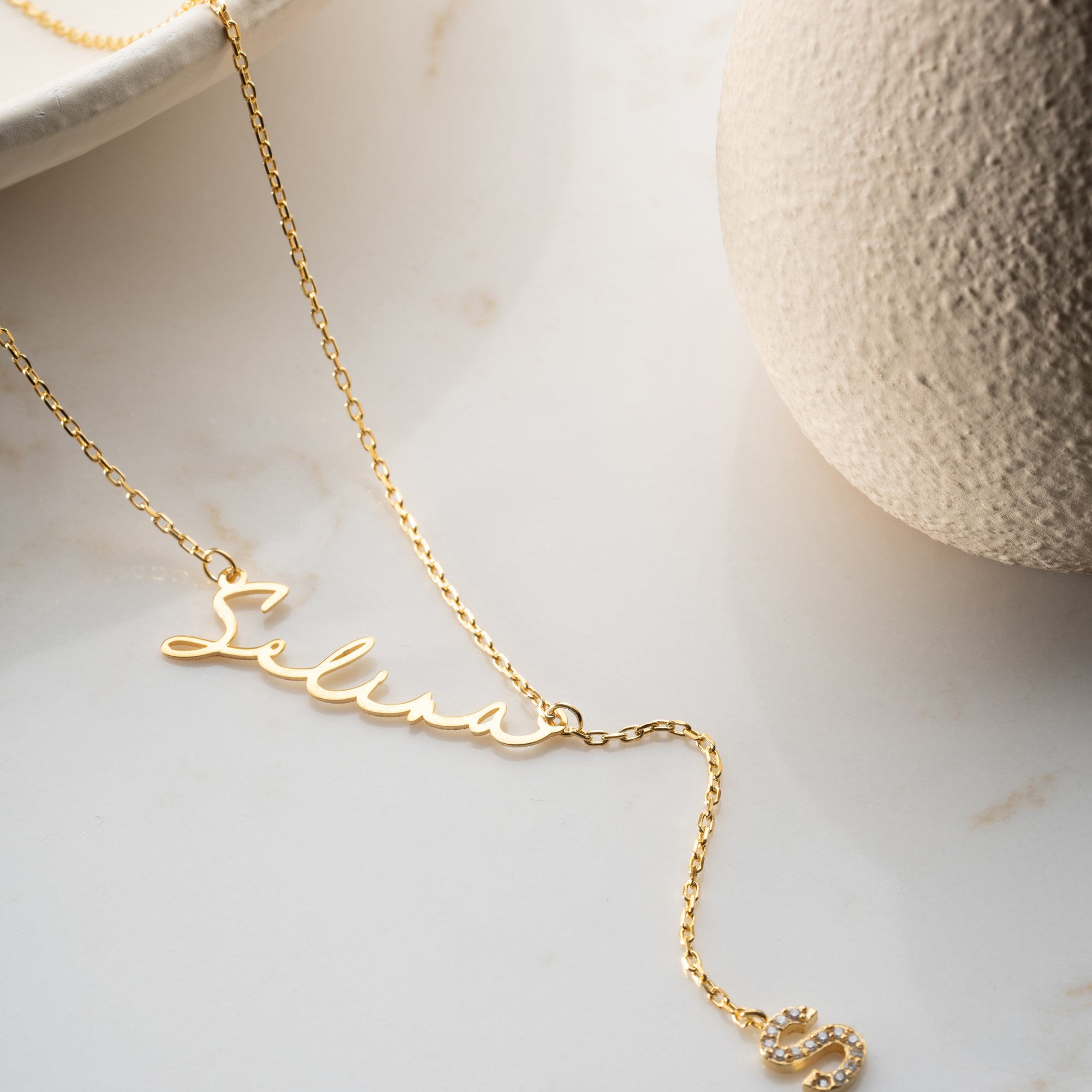 TAŞLI HARFLİ İMZA KOLYE | 925 GÜMÜŞ