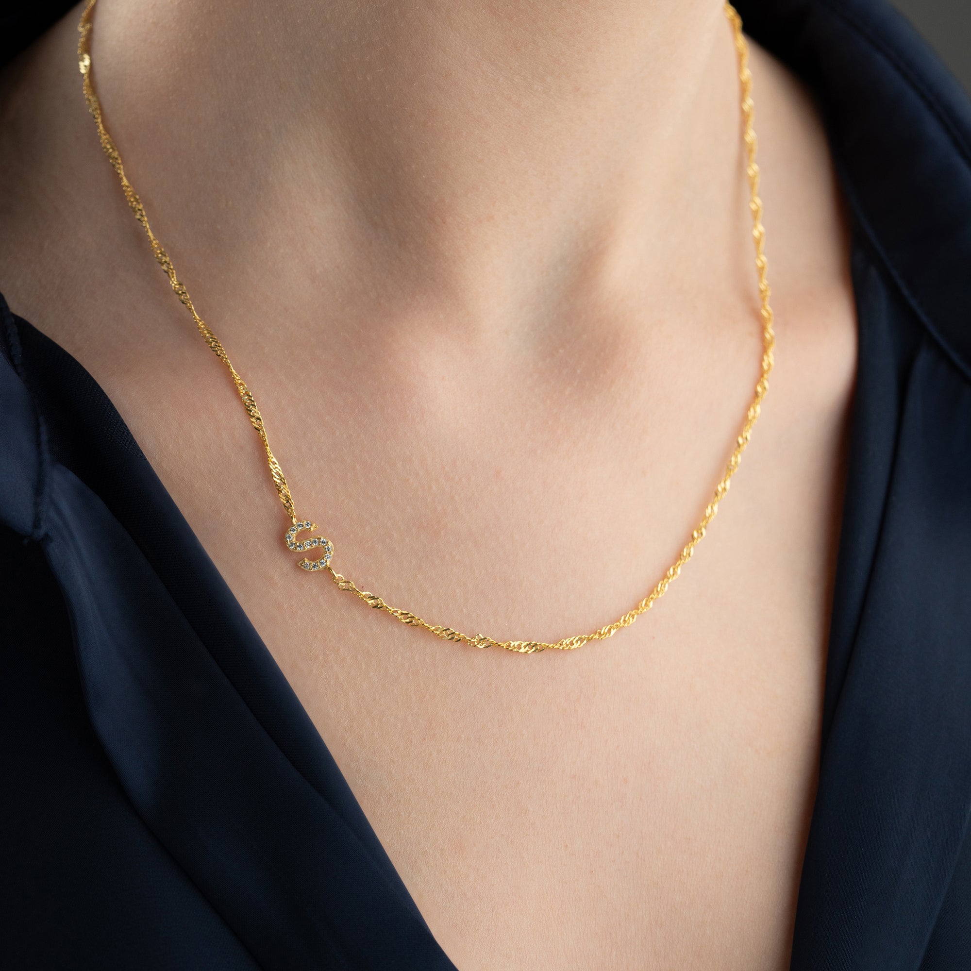 SİNGAPUR ZİNCİRLİ KÖPRÜCÜK HARF KOLYE | 925 GÜMÜŞ