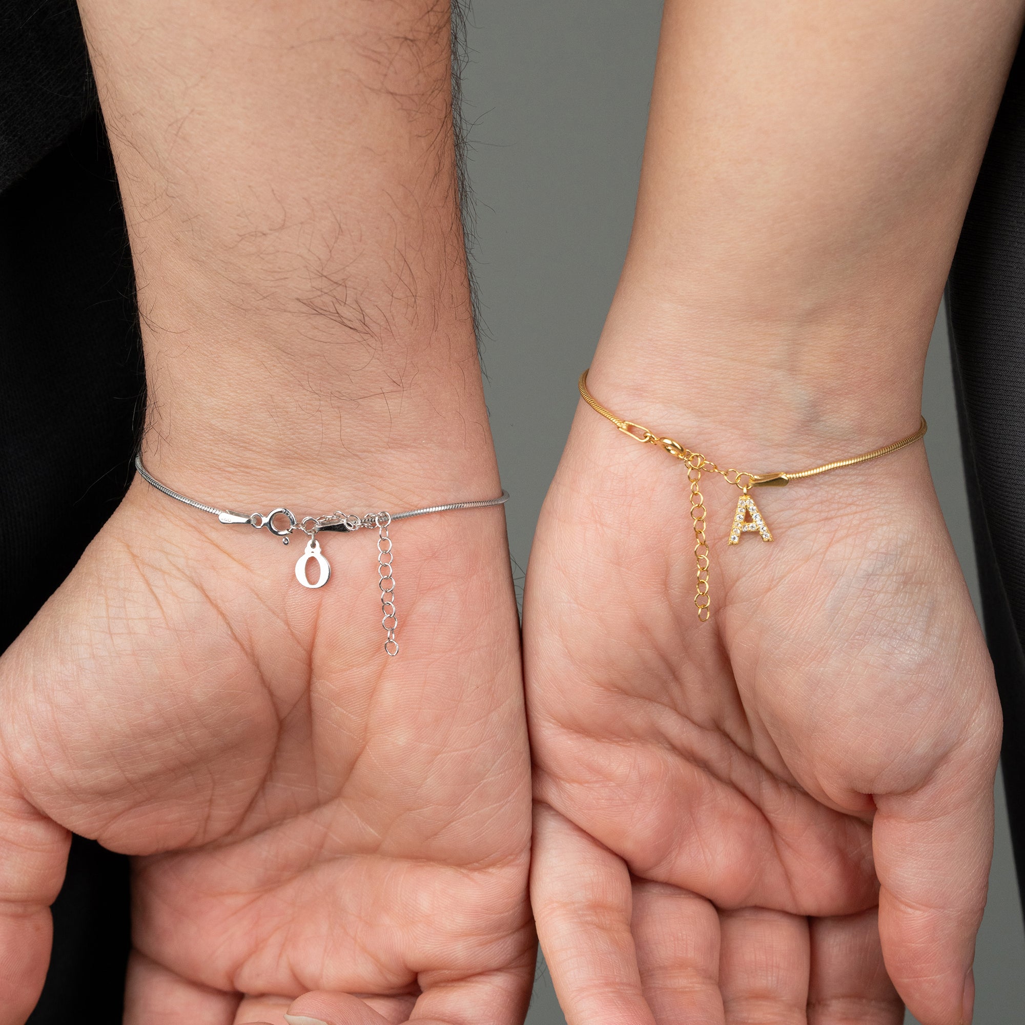 İNCE SNAKE ZİNCİR HARFLİ ÇİFT BİLEKLİK | 925 GÜMÜŞ