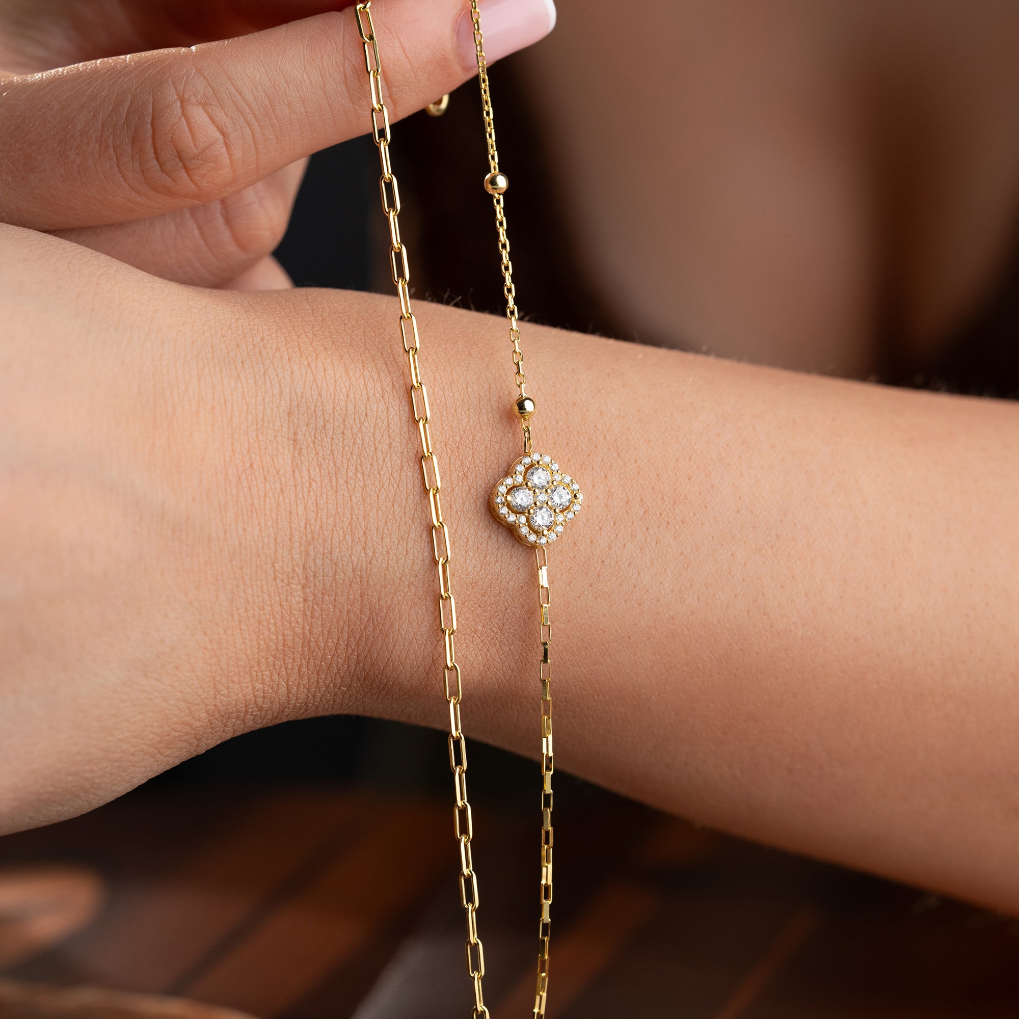 ÇİFT SIRA DORİKA ROYAL CLOVER BİLEKLİK | 925 GÜMÜŞ