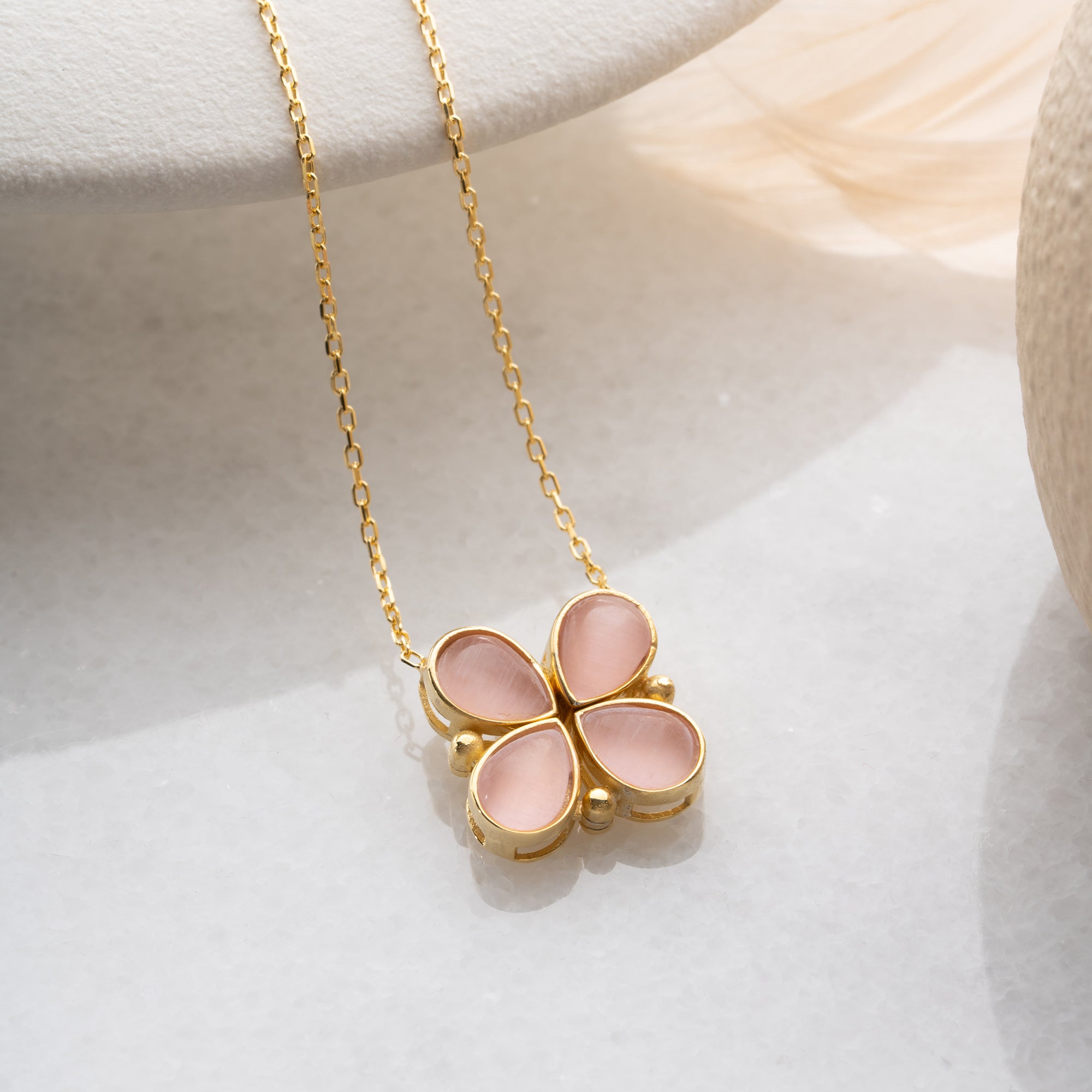 AÇILABİLİR PEMBE FLORA KOLYE | 925 GÜMÜŞ