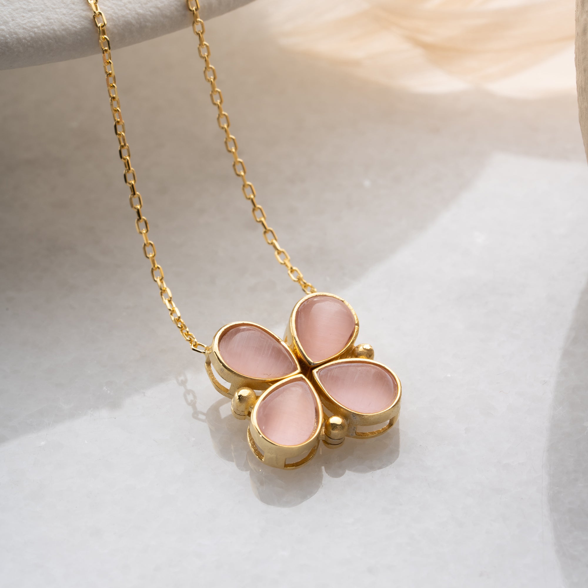 AÇILABİLİR PEMBE FLORA KOLYE | 925 GÜMÜŞ