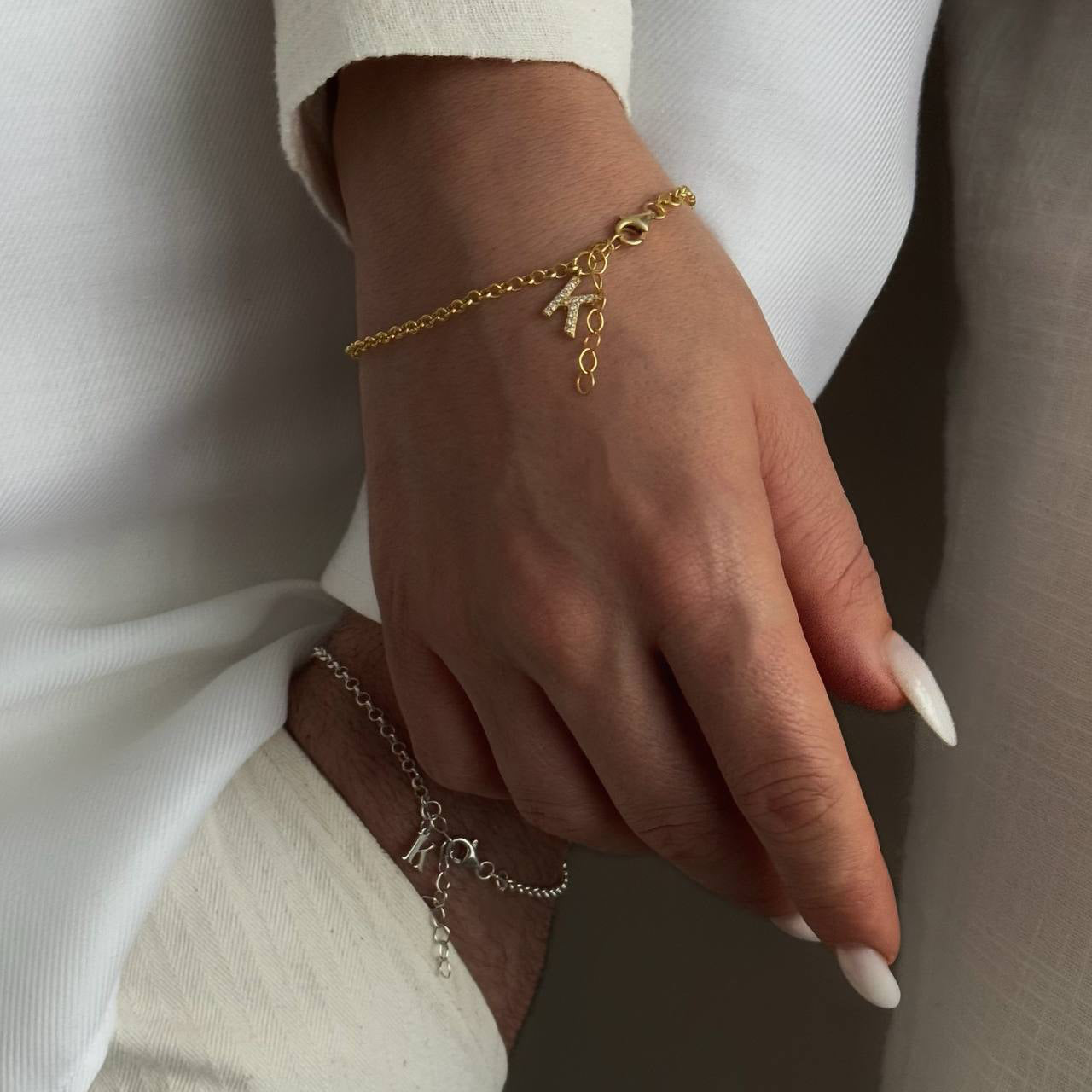 DOCH ZİNCİR HARFLİ ÇİFT BİLEKLİK | 925 GÜMÜŞ