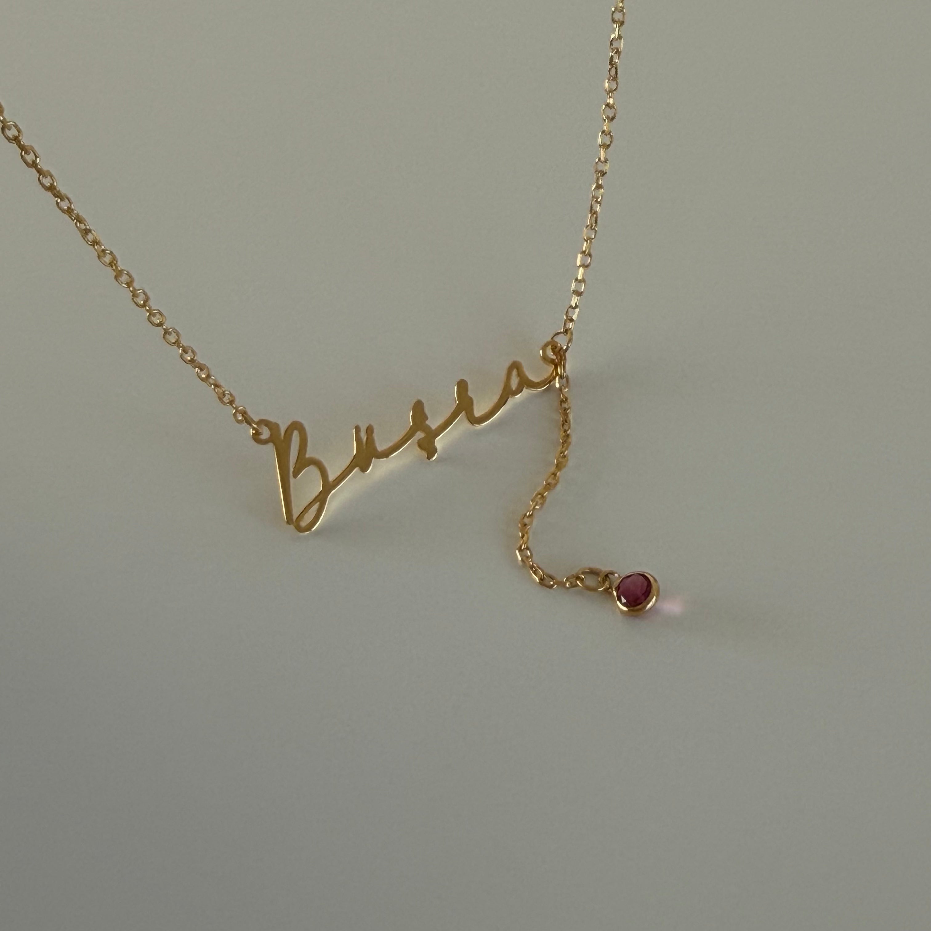 DOĞUMTAŞI SALLANTILI İSİM KOLYE | 925 GÜMÜŞ