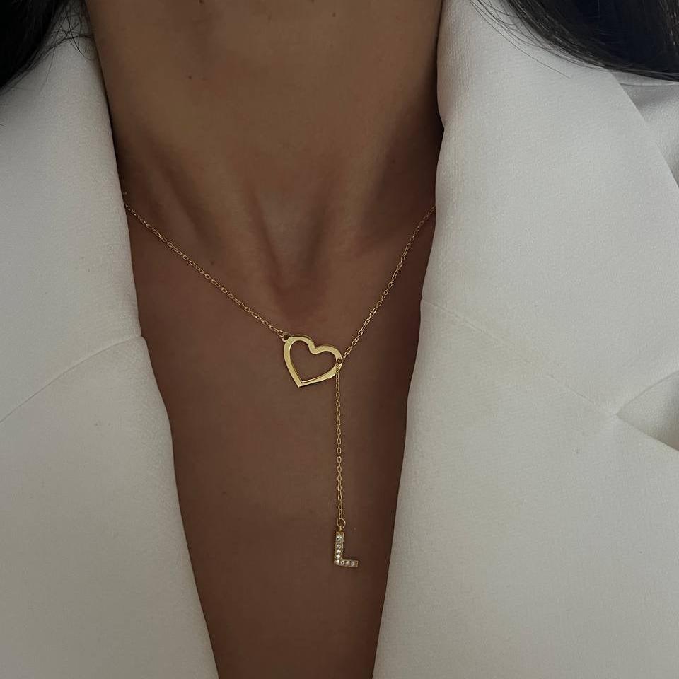 HARF SALLANTILI KALP KOLYE | 925 GÜMÜŞ