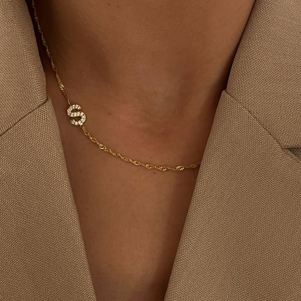 SİNGAPUR ZİNCİRLİ KÖPRÜCÜK HARF KOLYE | 925 GÜMÜŞ