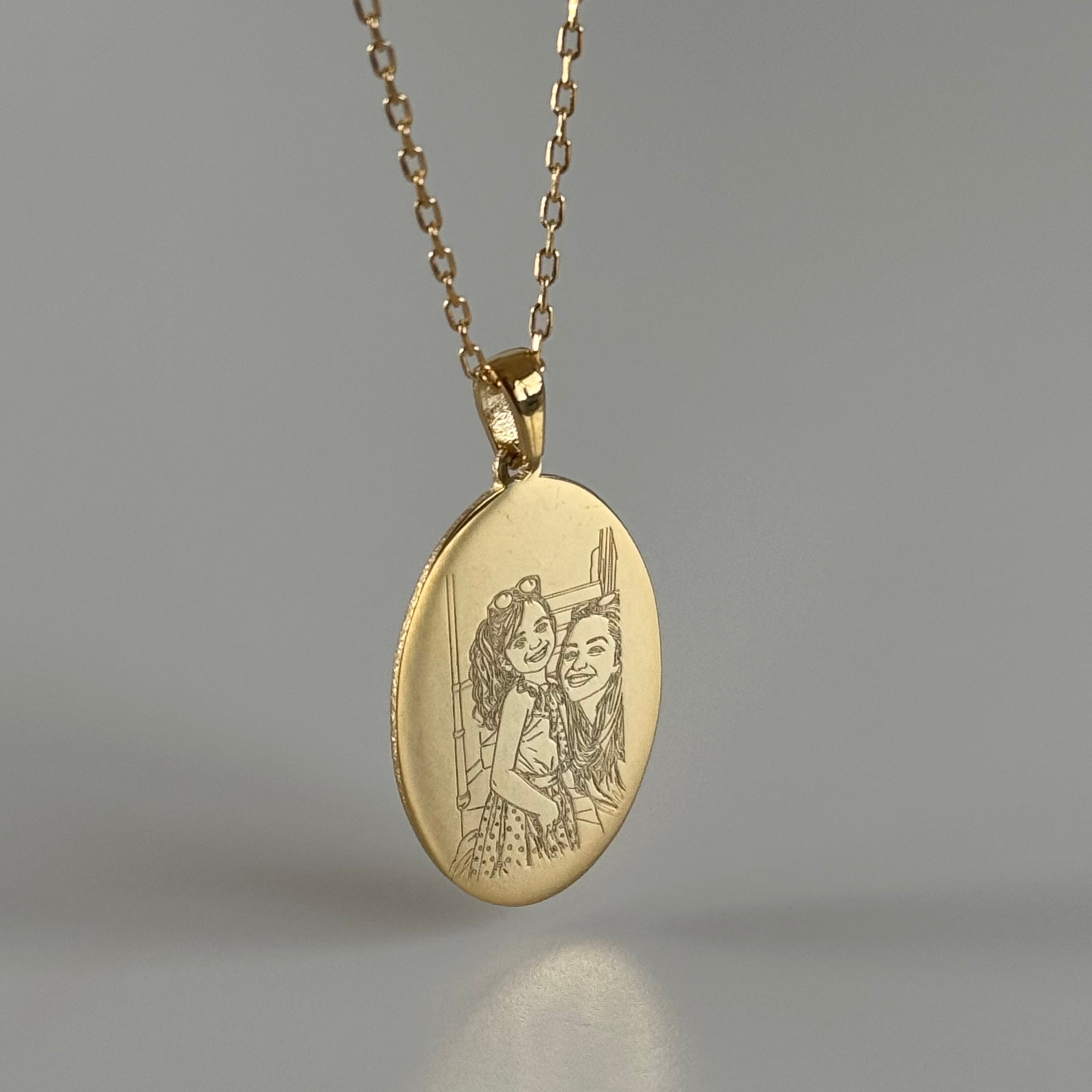 ÇİZİM OVAL PLAKA KOLYE | 925 GÜMÜŞ