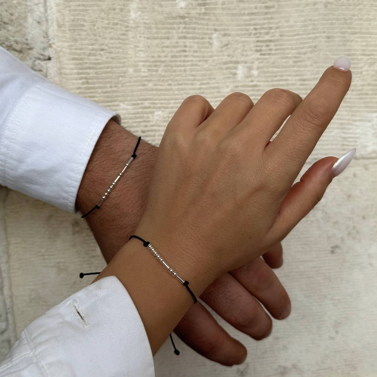 MORS ALFABELİ İPLİ ÇİFT BİLEKLİĞİ | 925 GÜMÜŞ