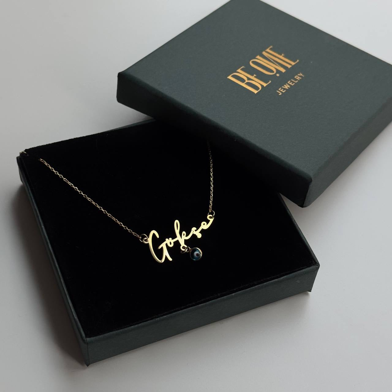 NAZAR SALLANTILI YATAY İSİM KOLYE | 925 GÜMÜŞ