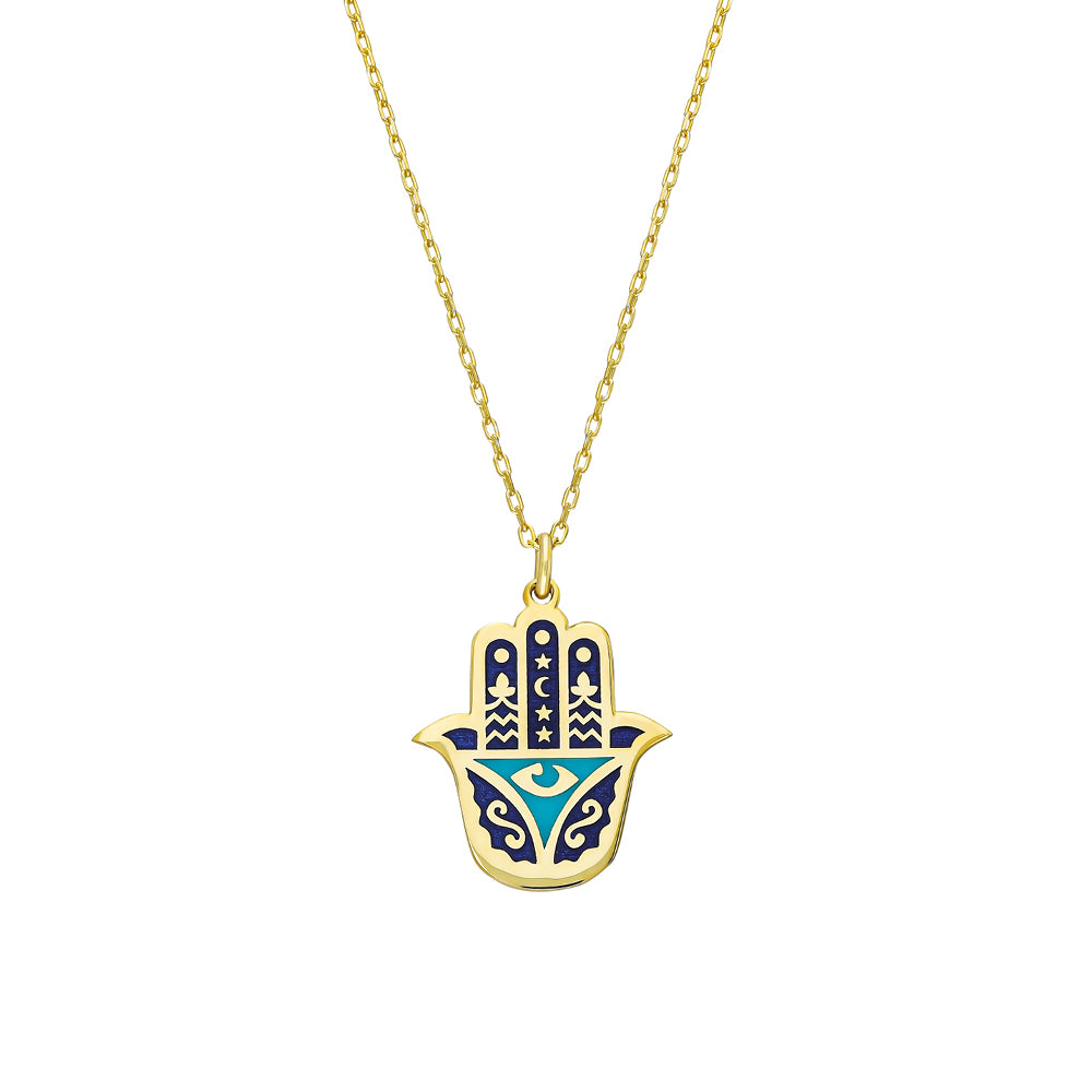 MİNELİ HAMSA KOLYE MODEL 2 | 925 GÜMÜŞ