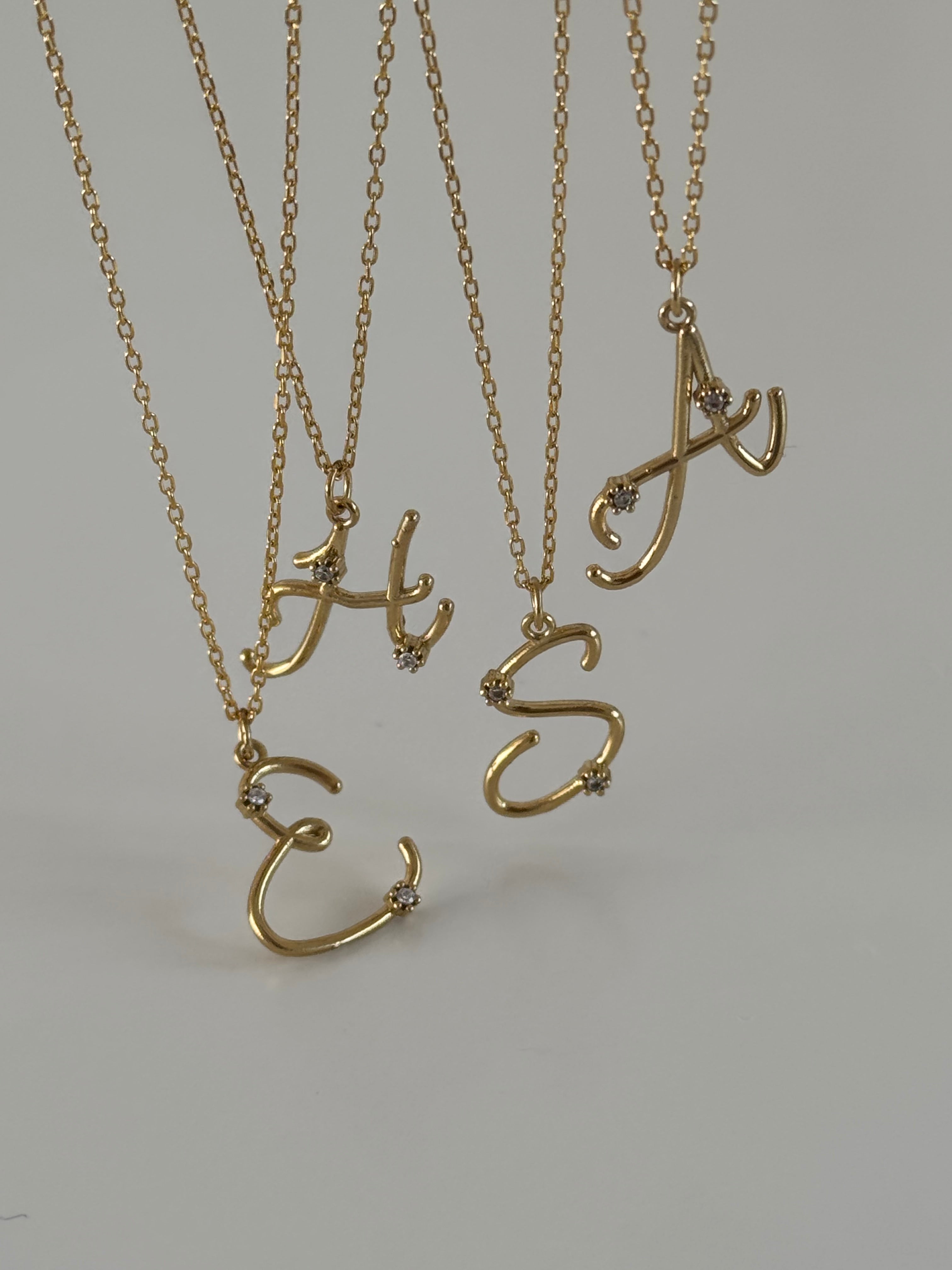 MİNİ TAŞLI HARF KOLYE | 925 GÜMÜŞ